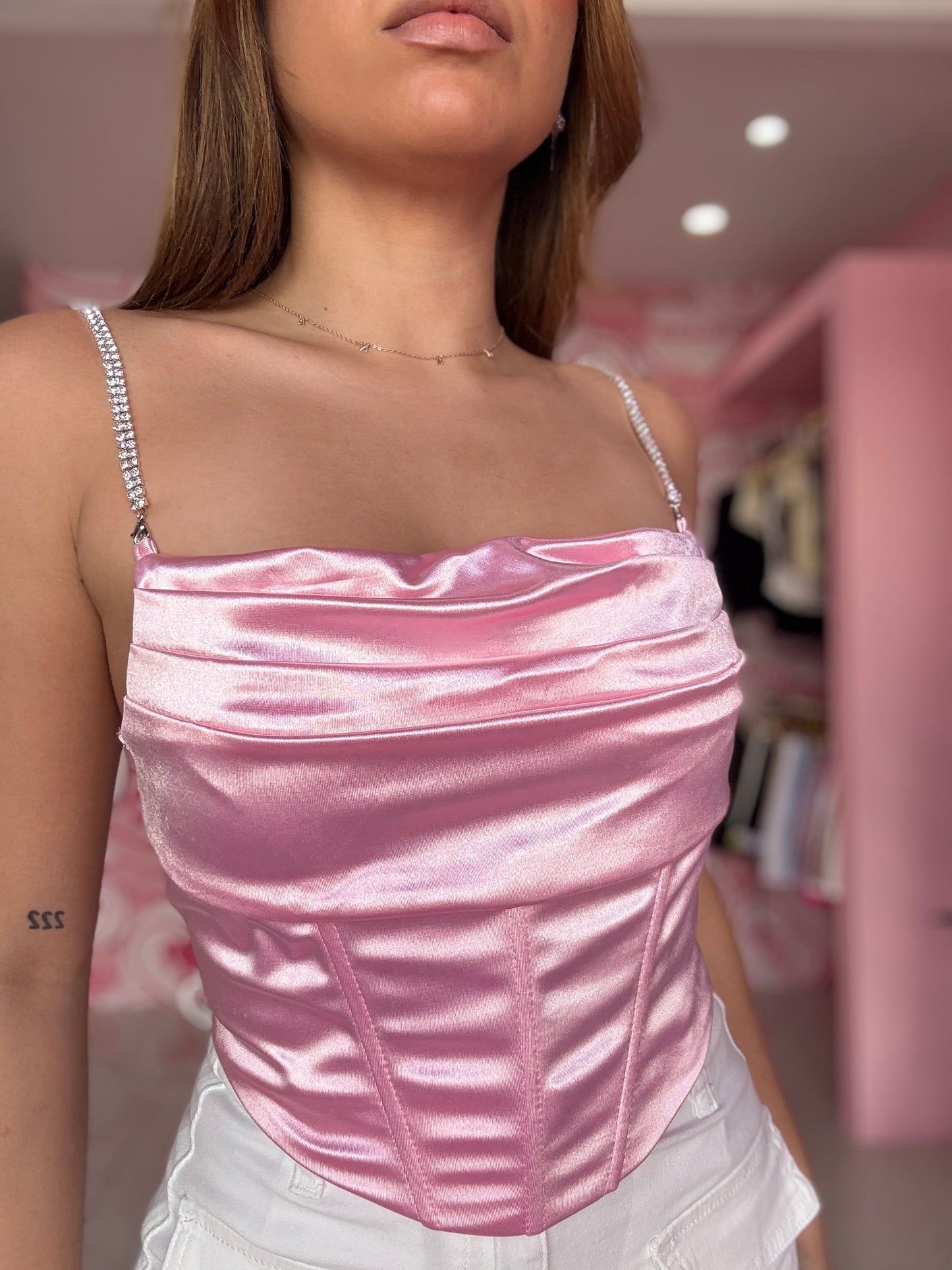 Satin Corset Rhinestone