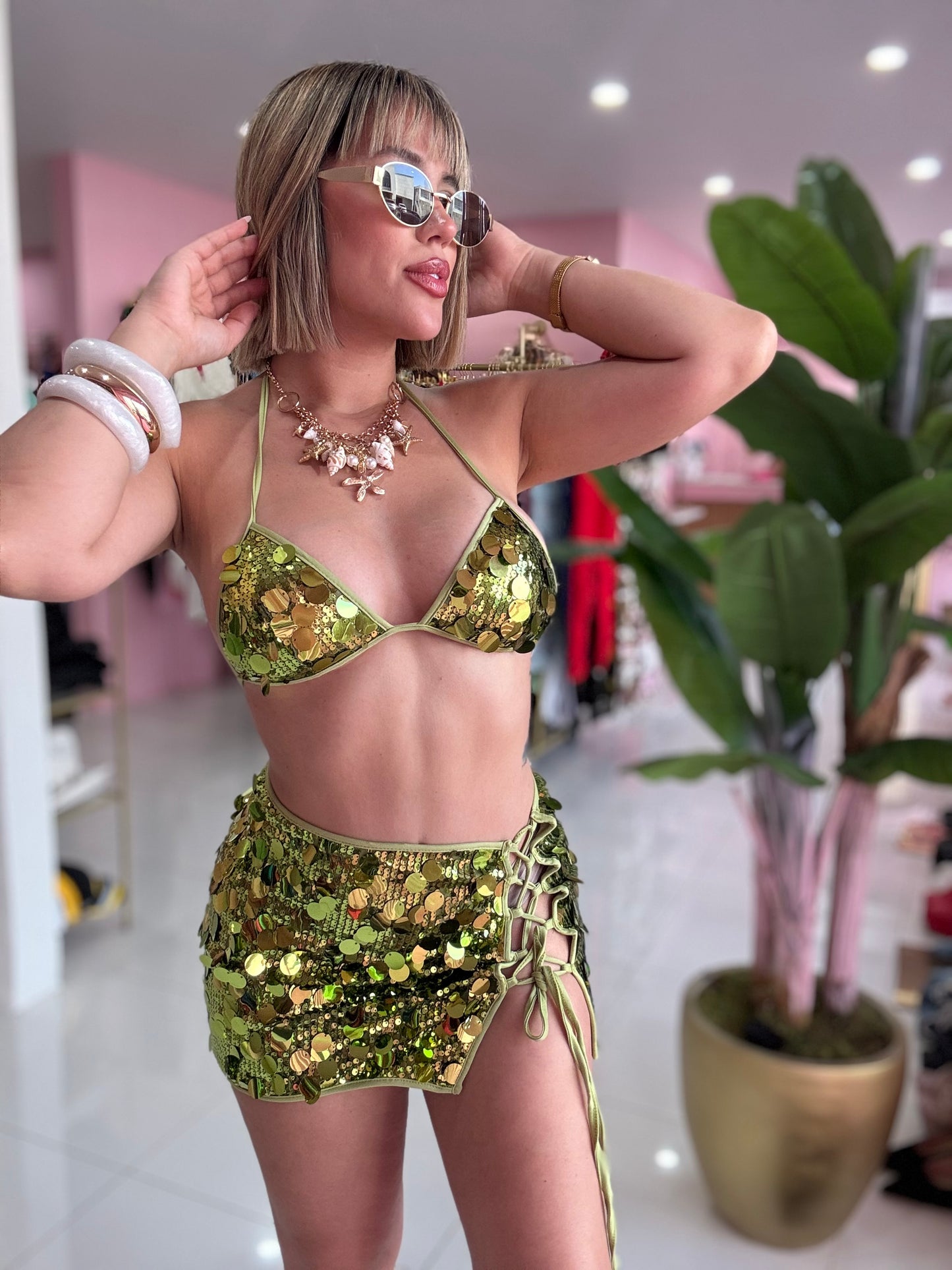 Sequins colors sexy set