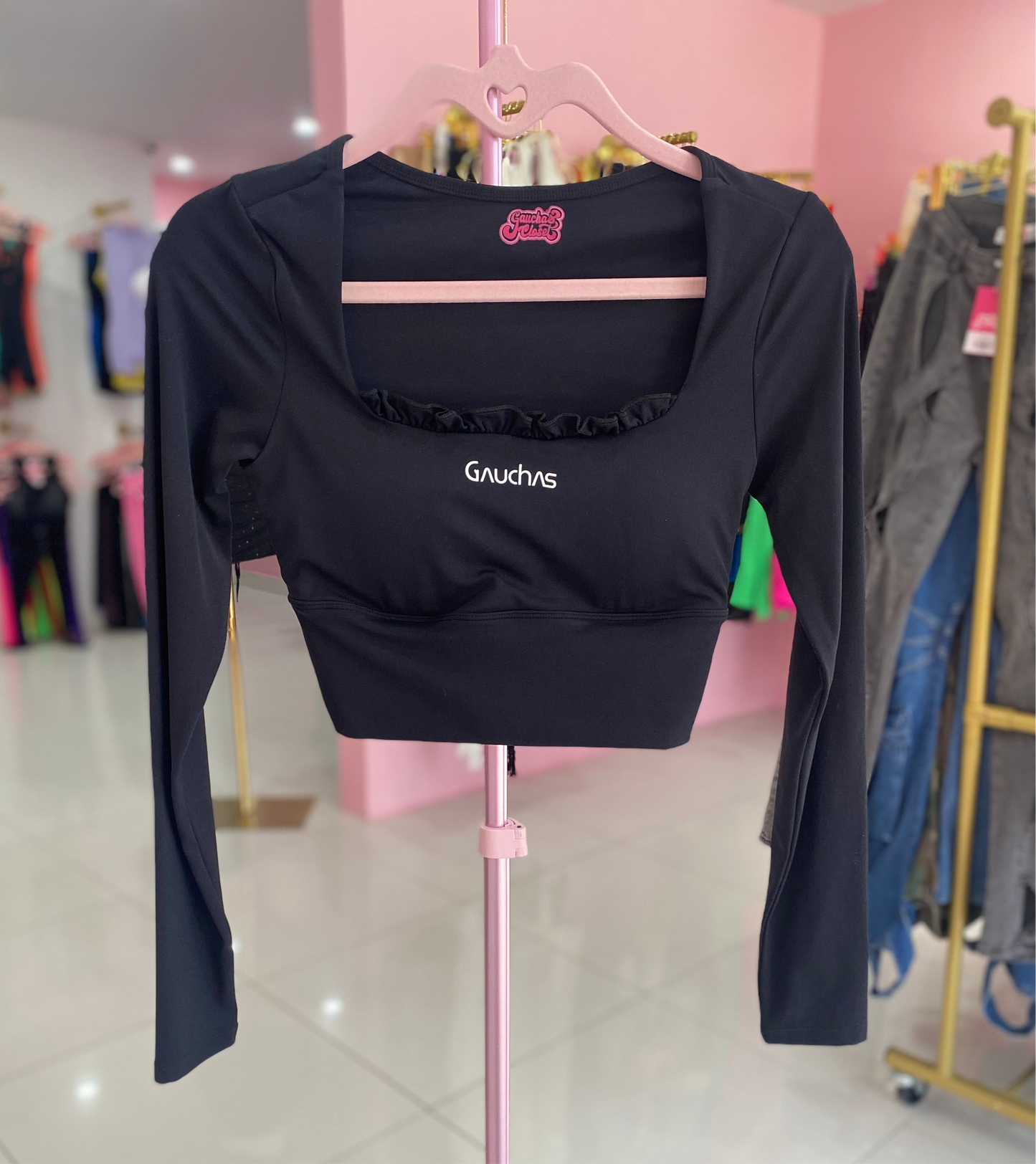 Ruffles Manga Larga Sport Top