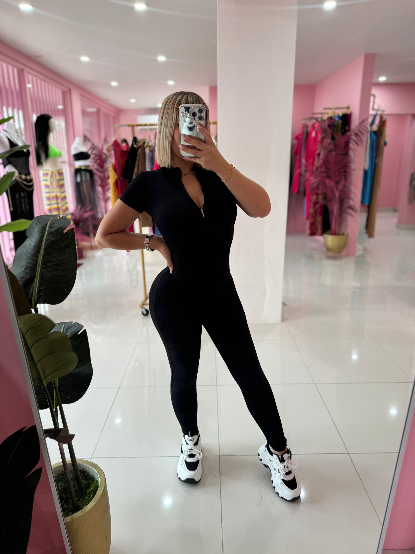 Jumpsuit Tshirt Style Zipper (Spandex) sport