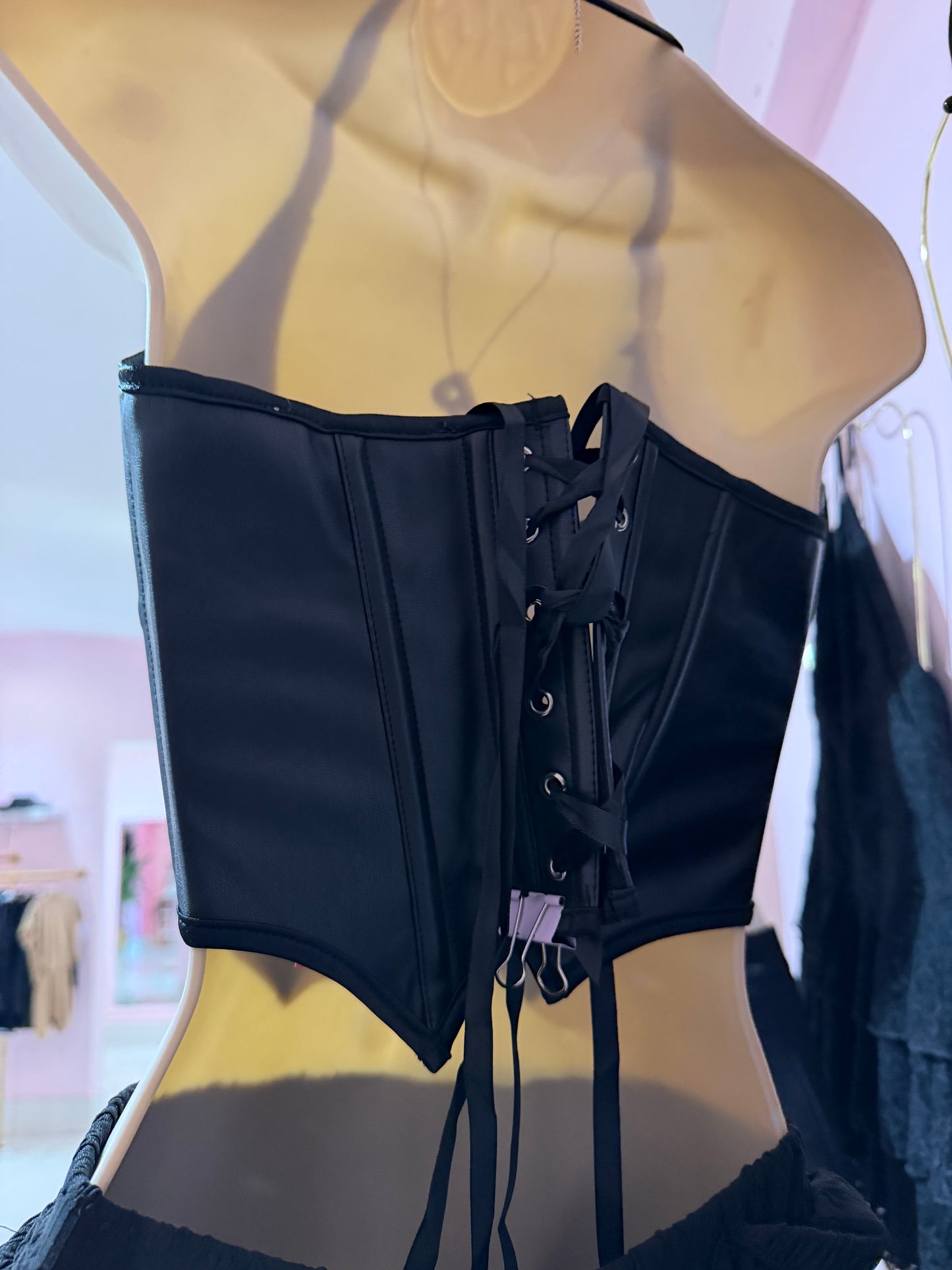Zipper leather corset