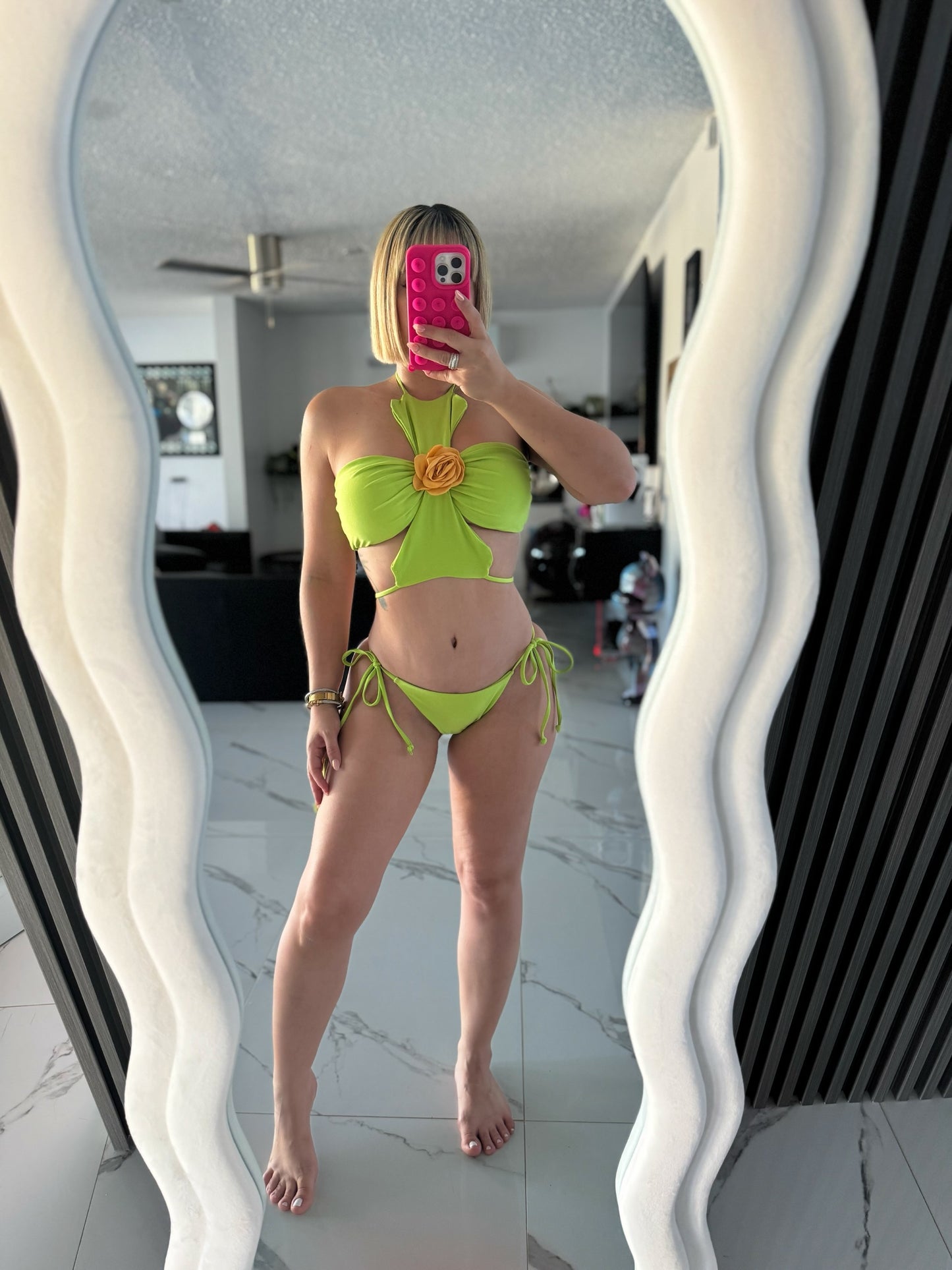 Flower green bikini set