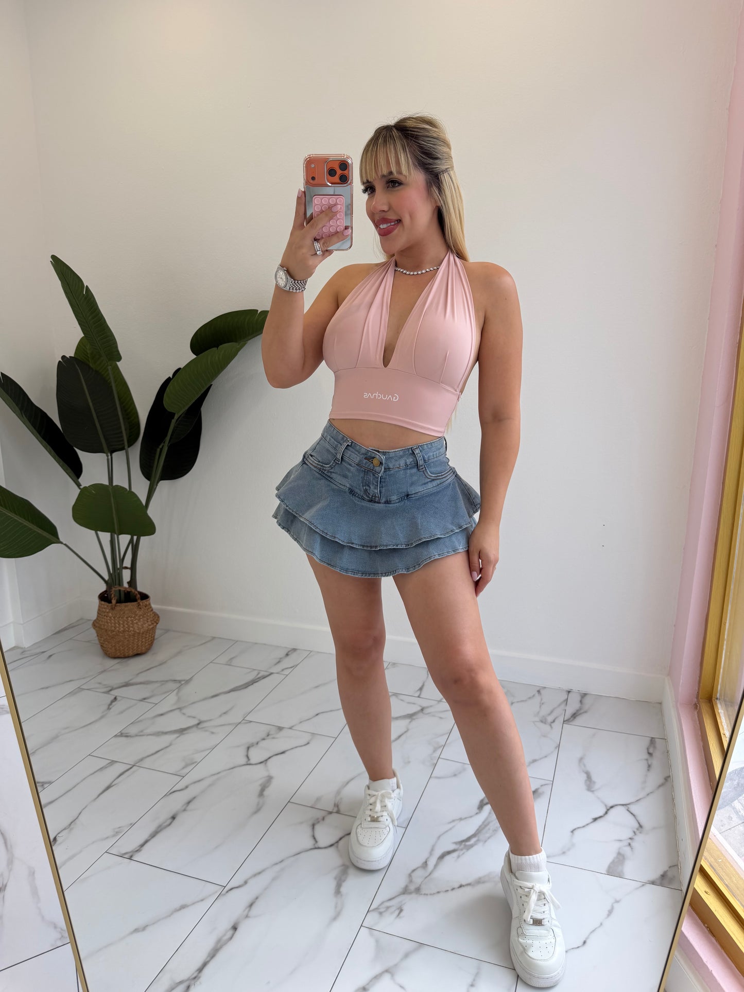 Mini skort denim