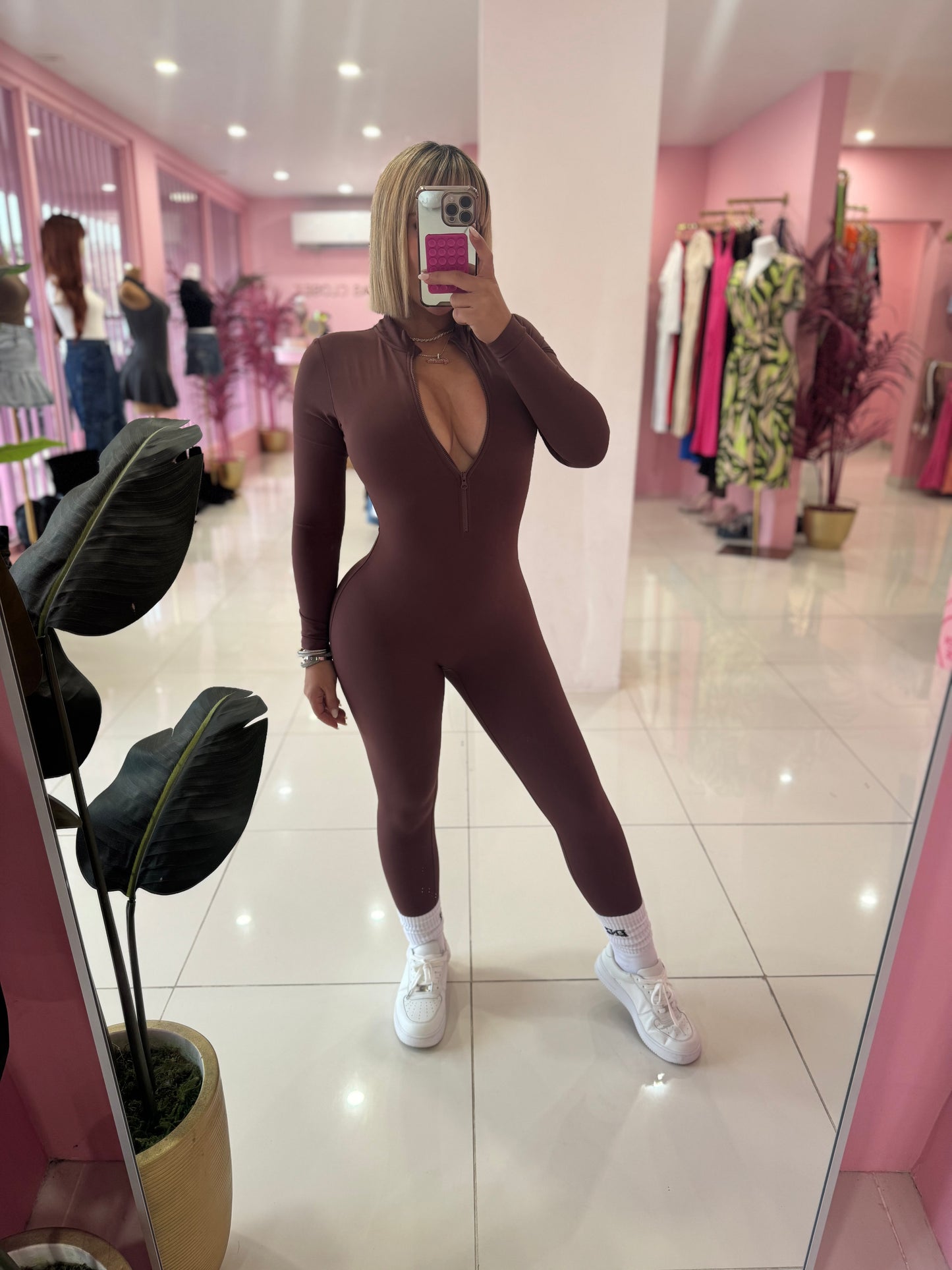 Jumpsuit zipper manga larga sport