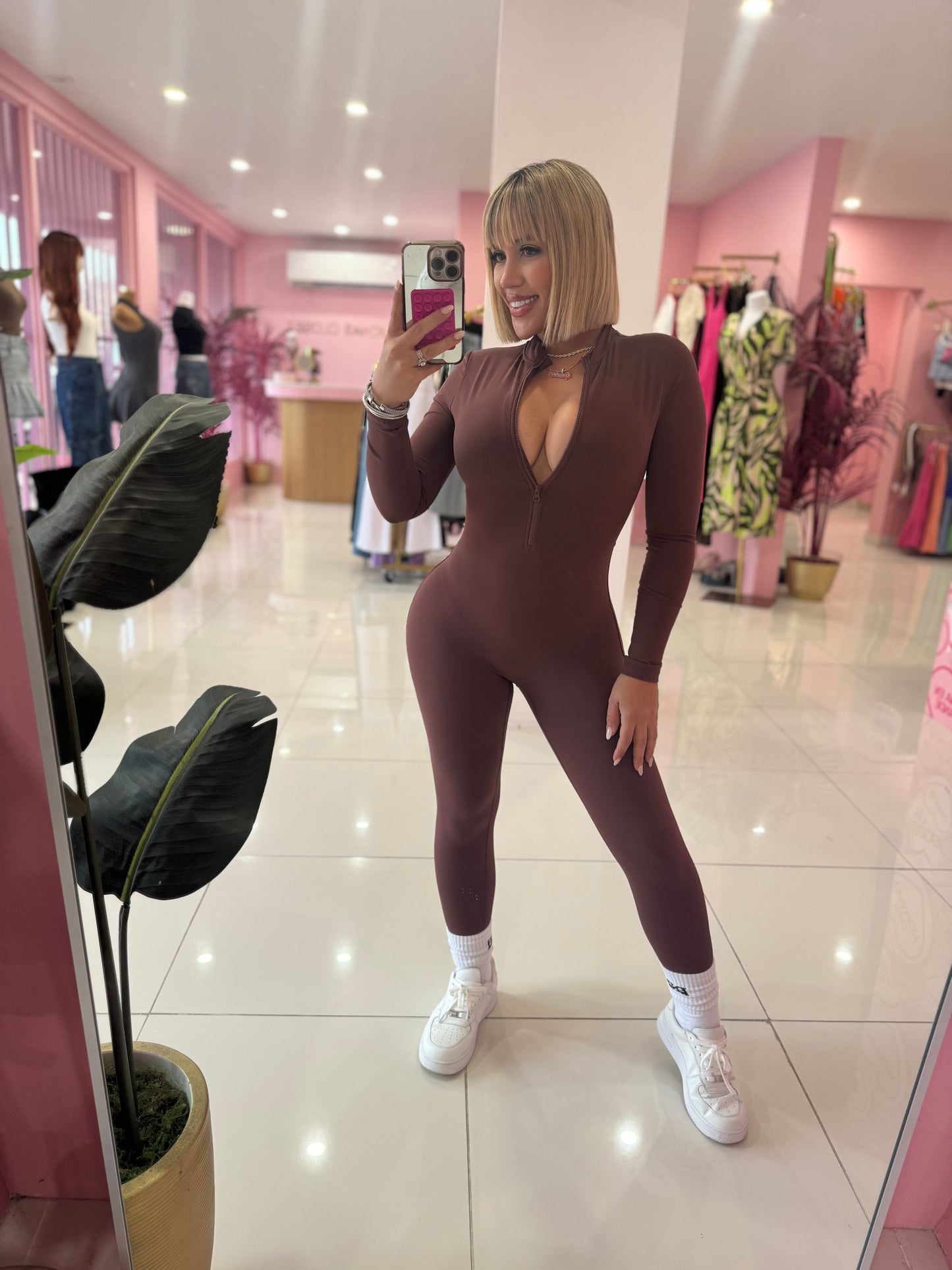Jumpsuit zipper manga larga sport