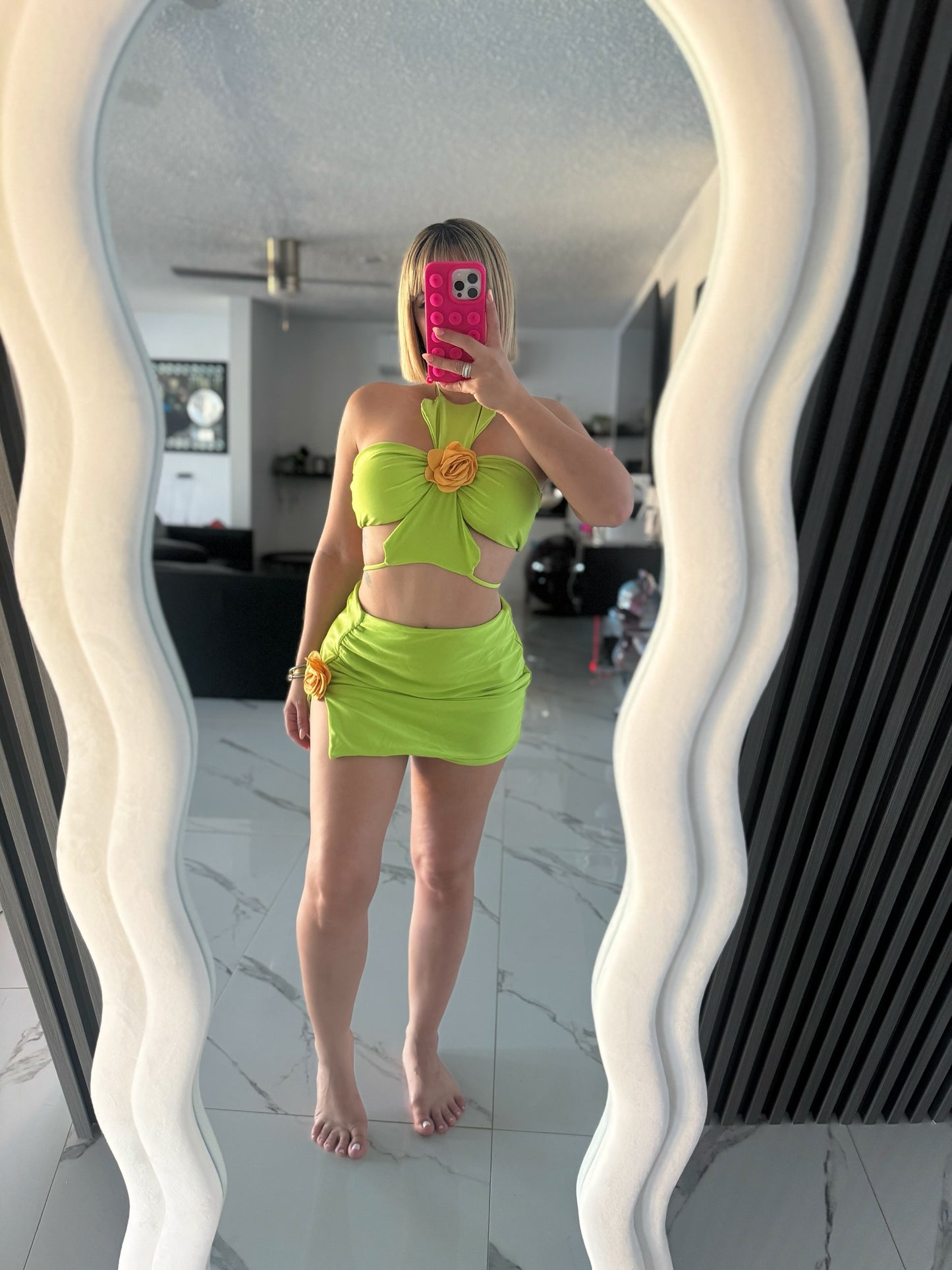 Flower green bikini set