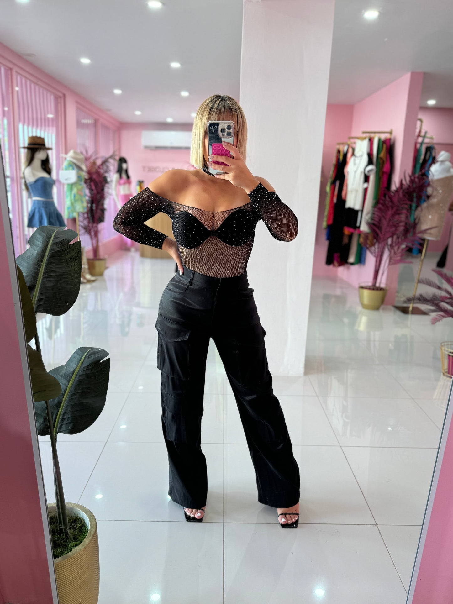 Off shoulder glitter Bodysuit os