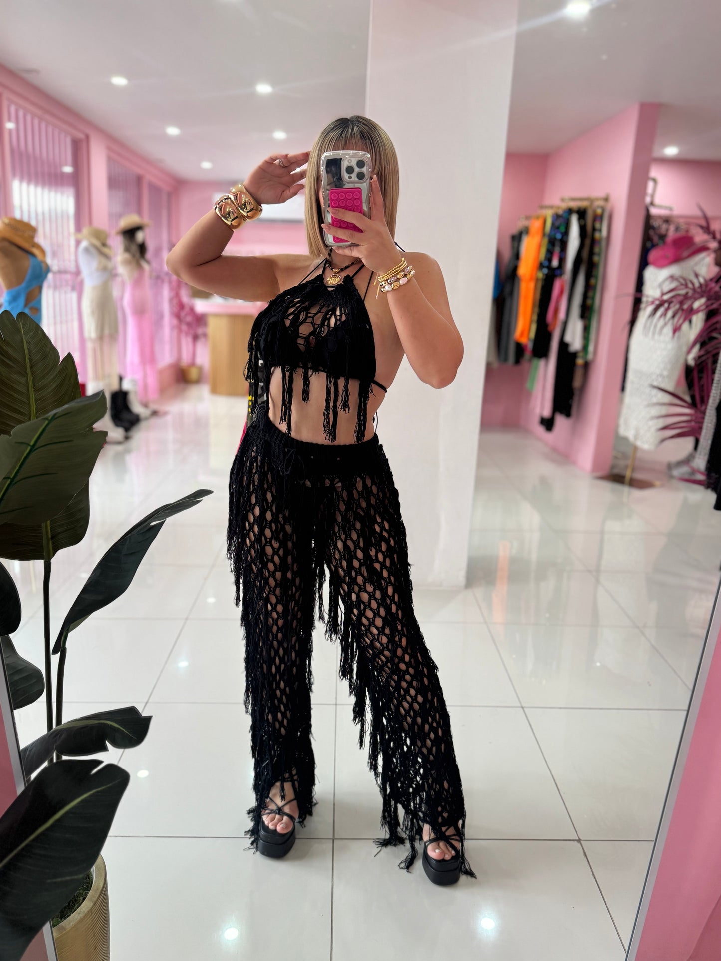 Crochet Flecos Pant set
