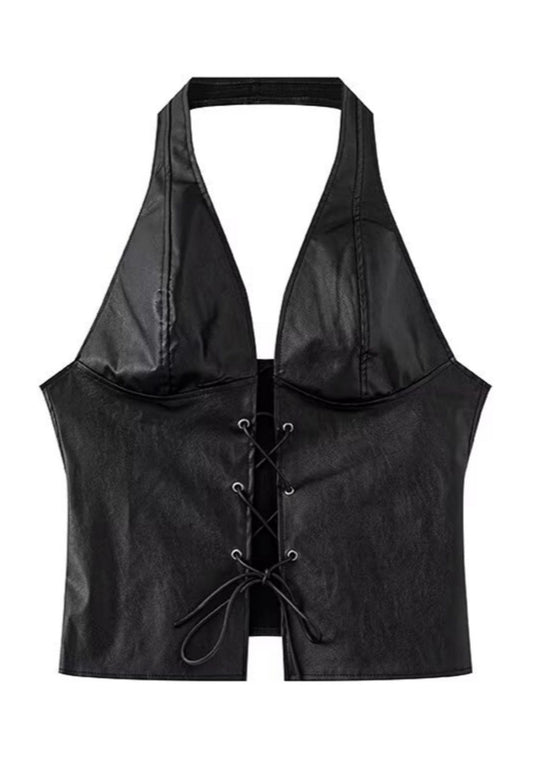Halter leather top