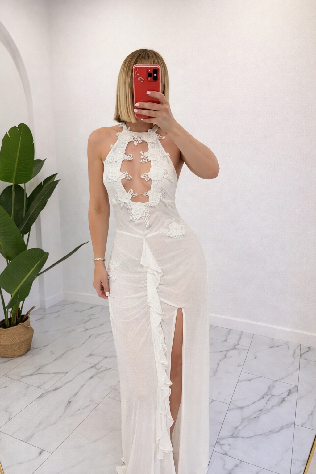 Flower Mesh Long Dress