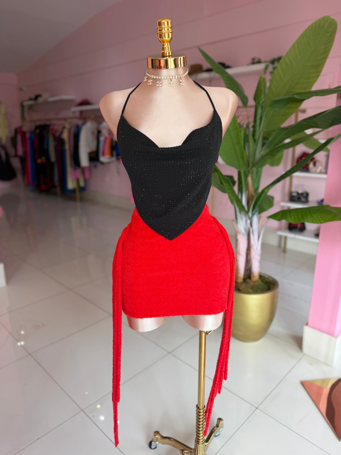 Rhinestone triangular top