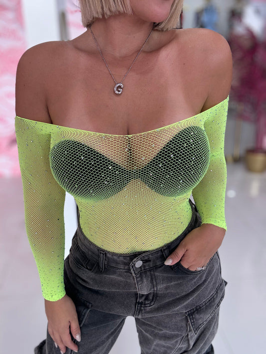 Off shoulder glitter Bodysuit os