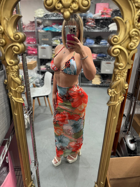 Flower bikini animal Print set