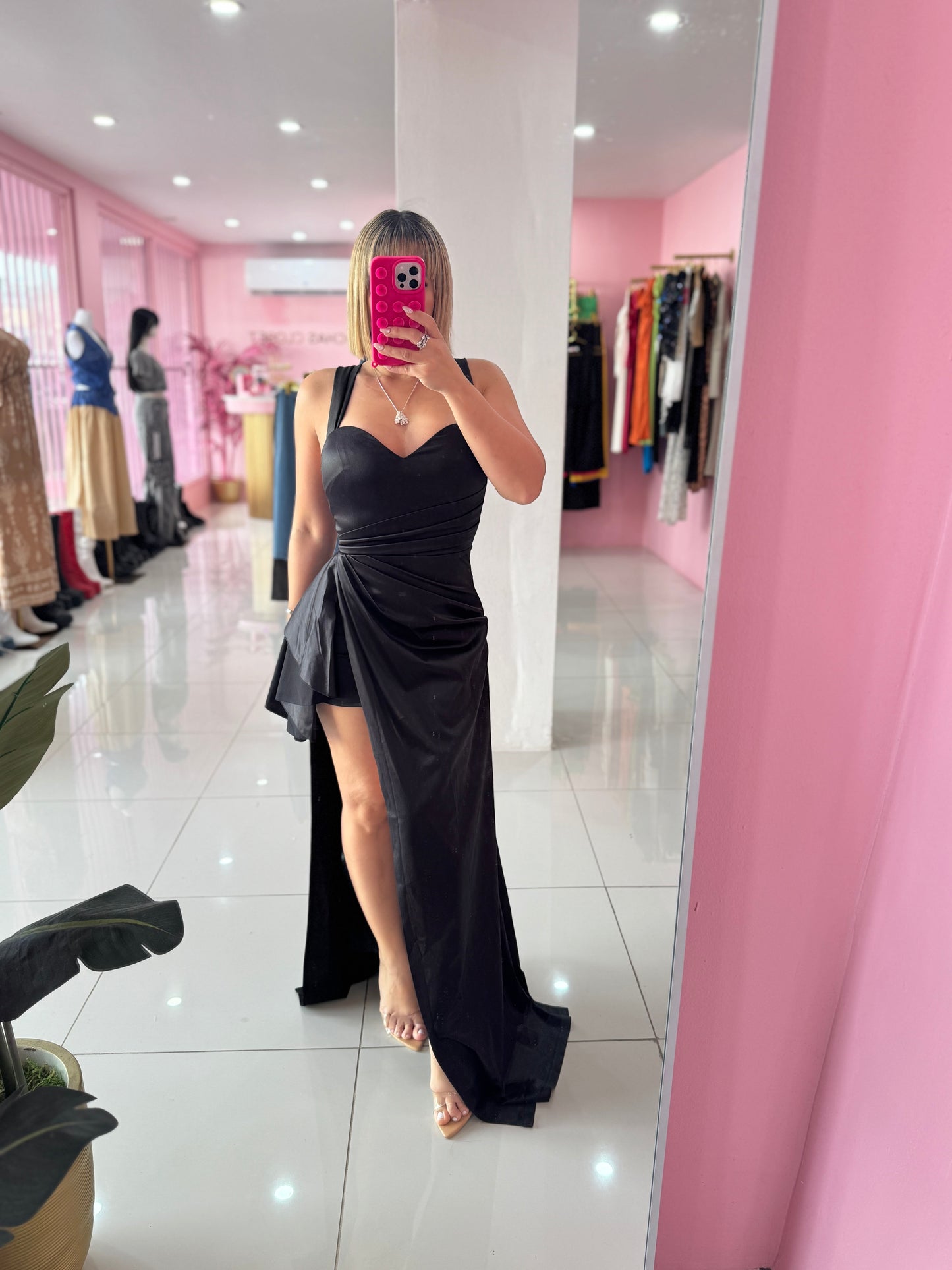 Short Long Satin Dress Small