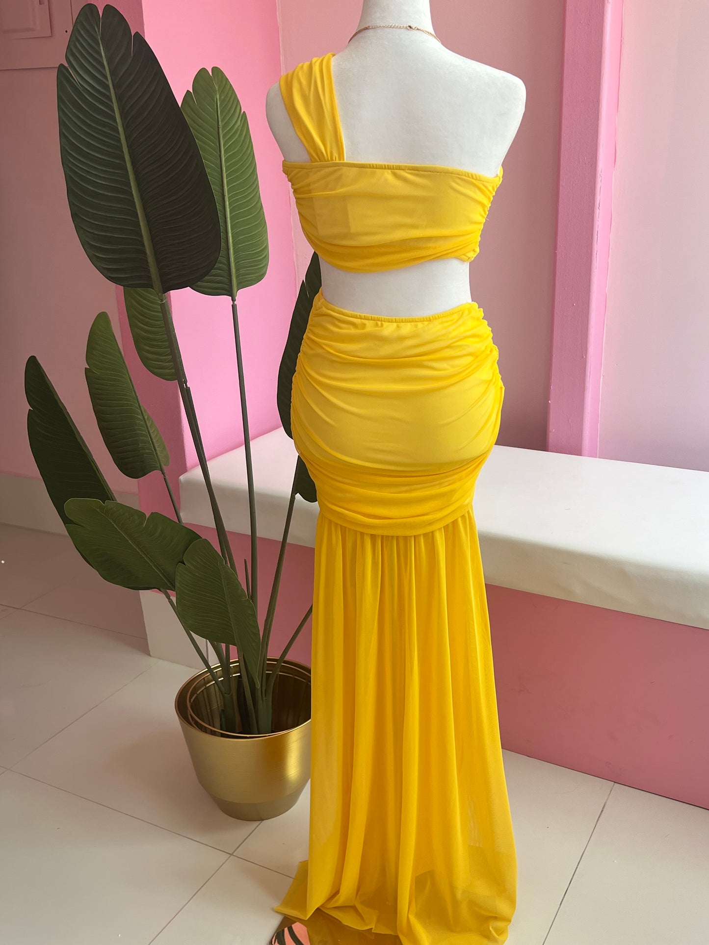 Yellow Mesh Maxi set