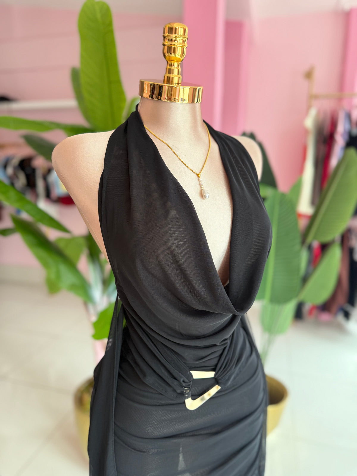 Mesh detail dress