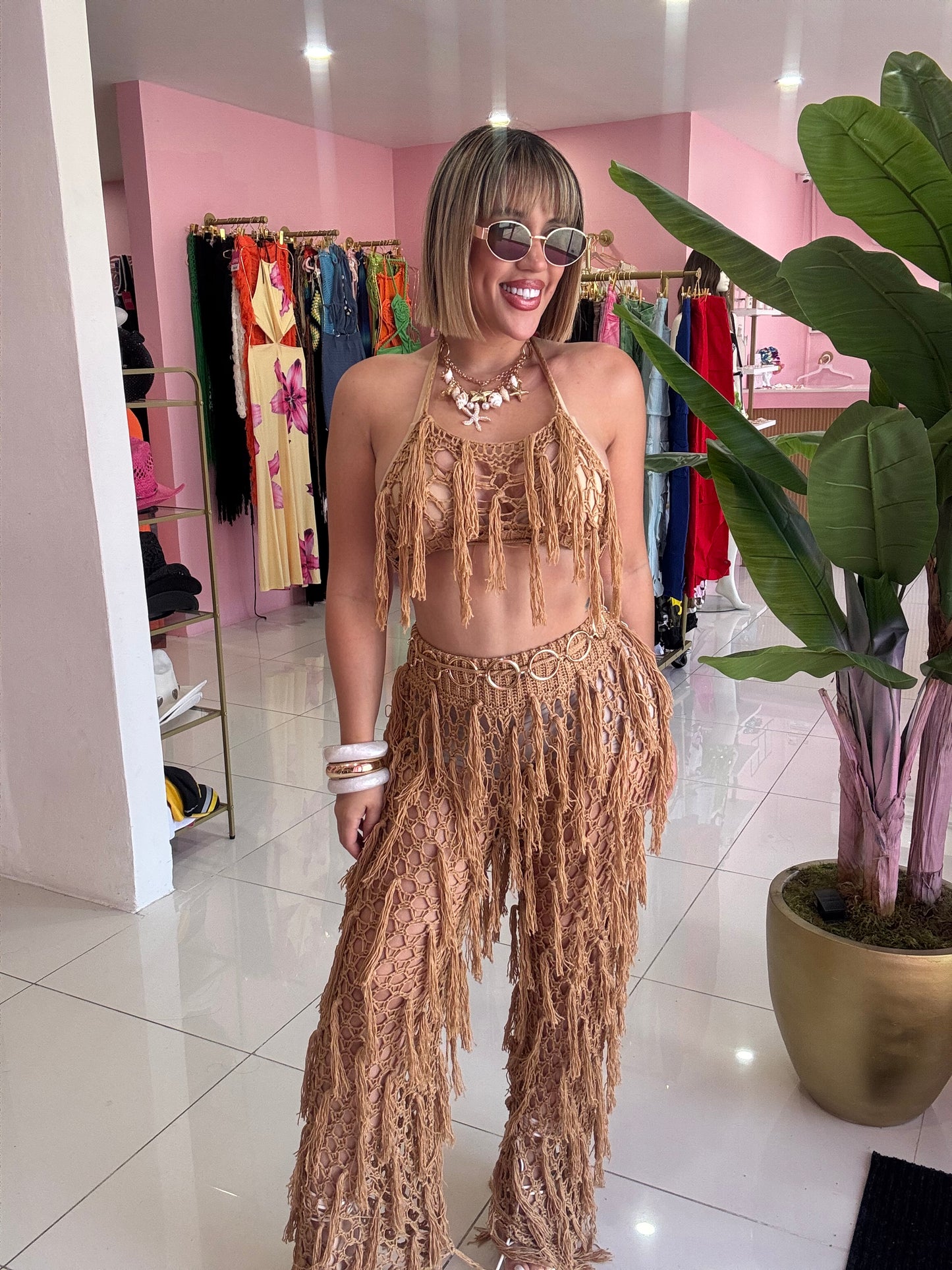 Crochet Flecos Pant set