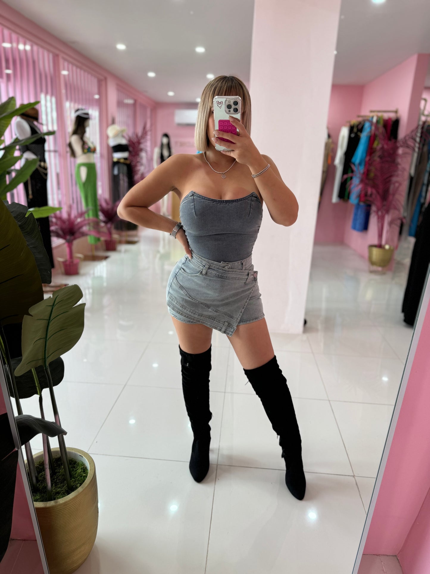 V Denim Corset