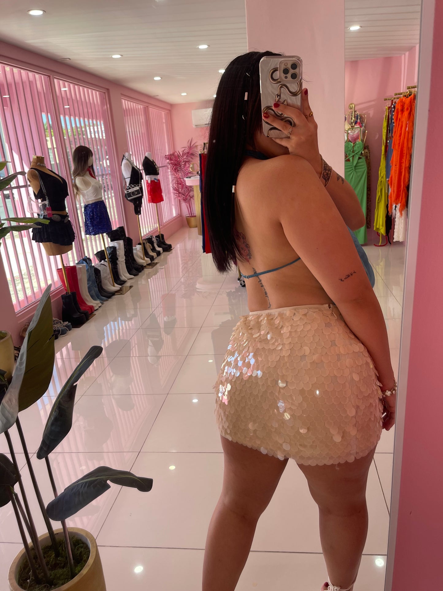 Nude sequins skirt