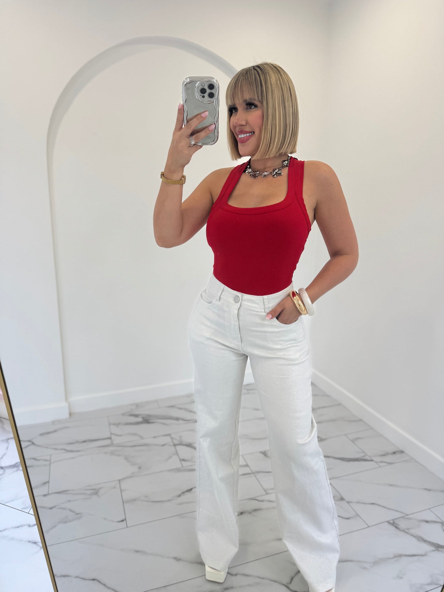White Glitter Jean