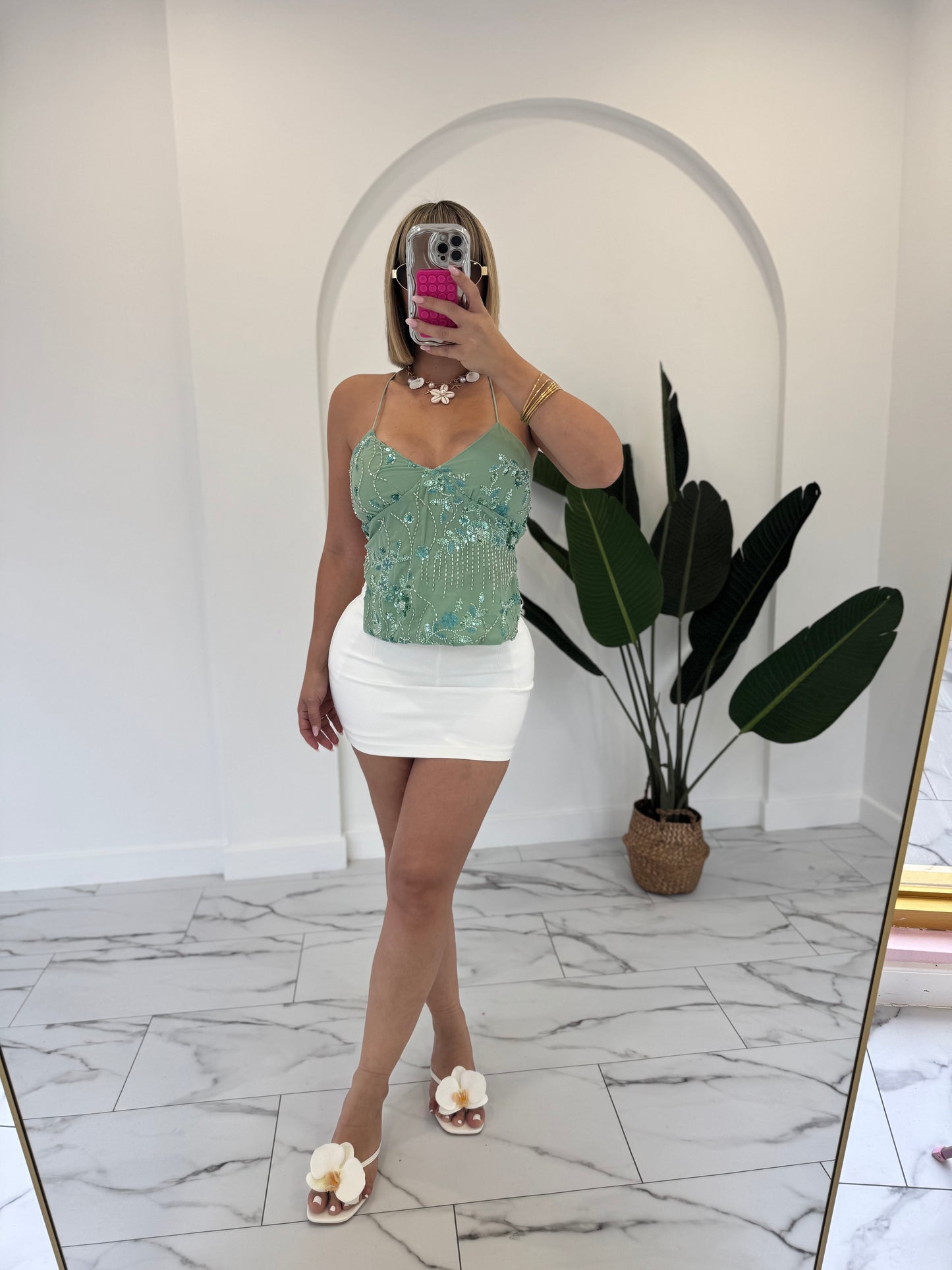 Fancy open back top