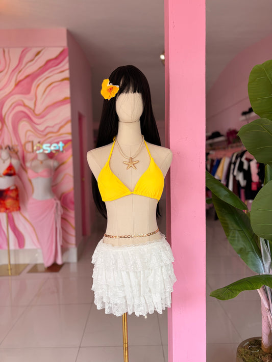 White coquette skort