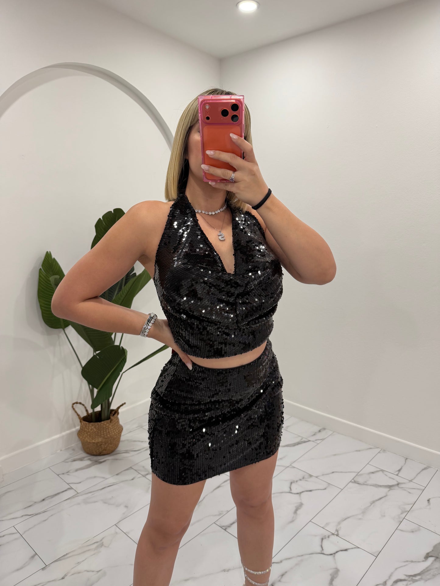 Sequins halter set
