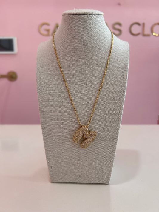 Collar Letra Circonia Stainless Steel