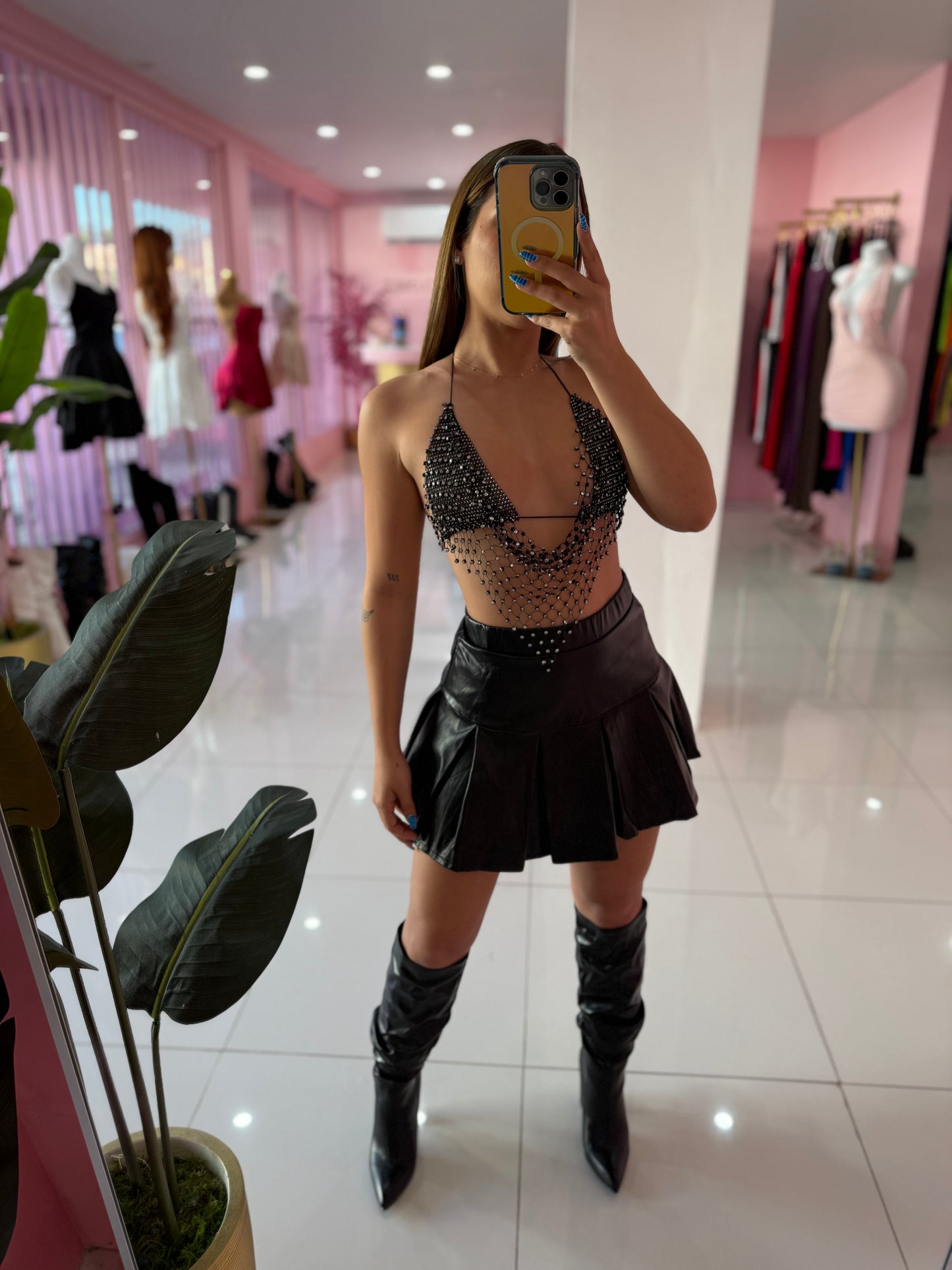 Leather tablitas Skirt
