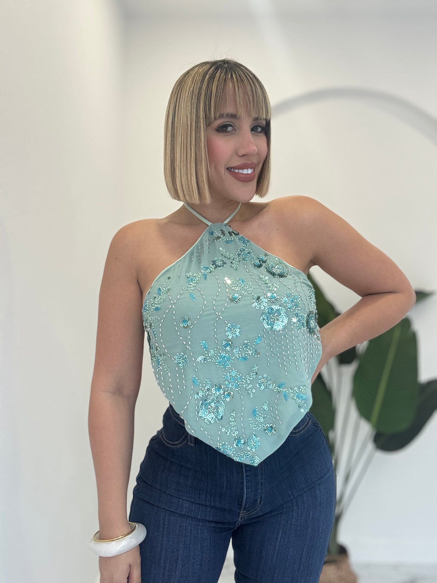 Fancy diamante top