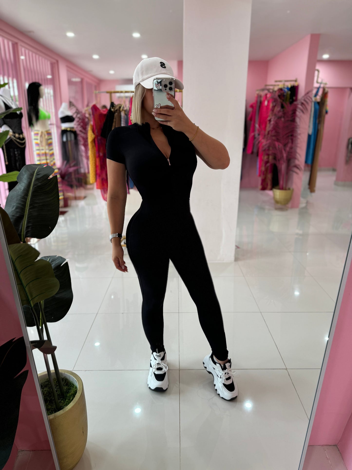 Jumpsuit Tshirt Style Zipper (Spandex) sport