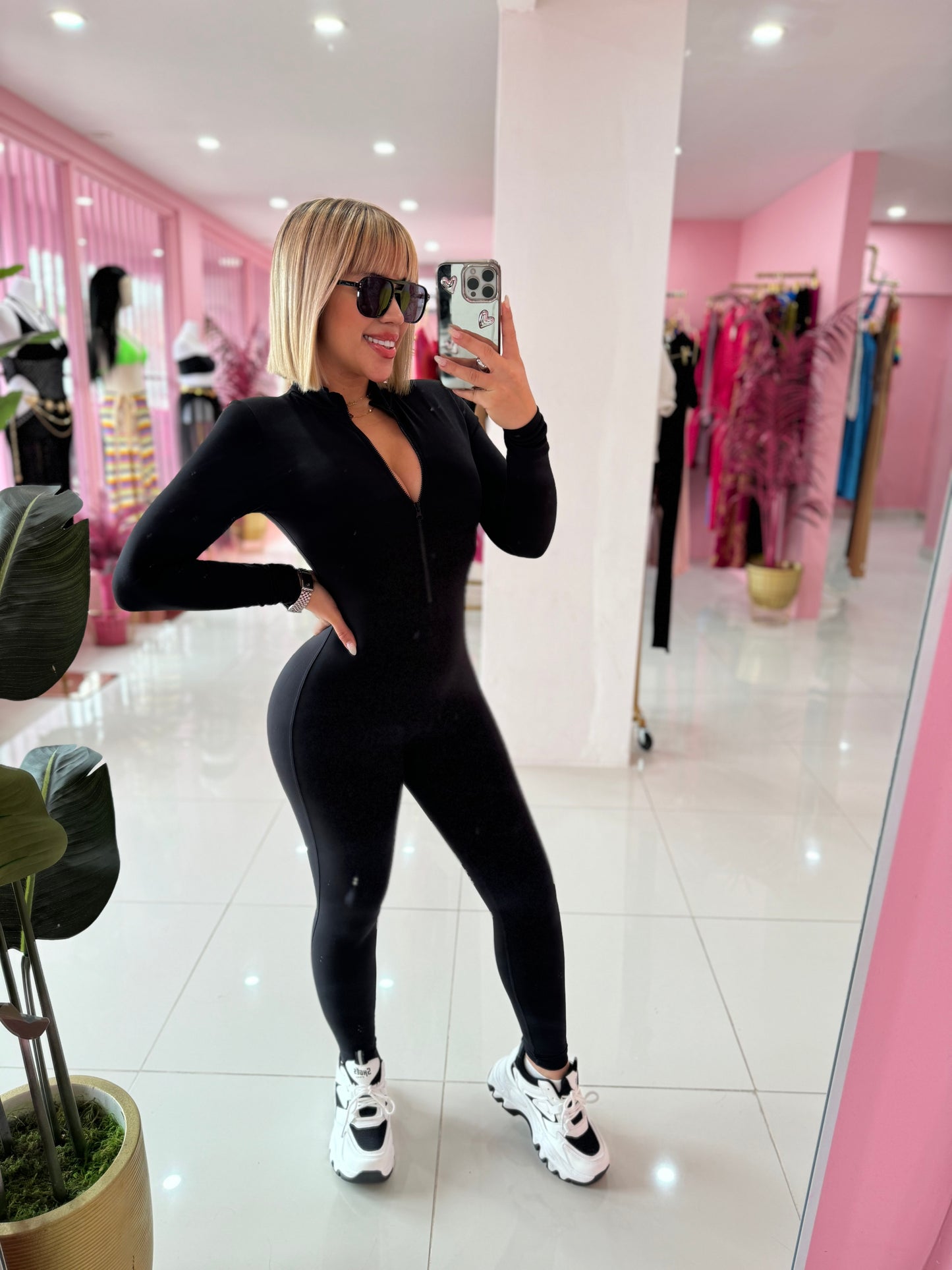 Jumpsuit zipper manga larga sport