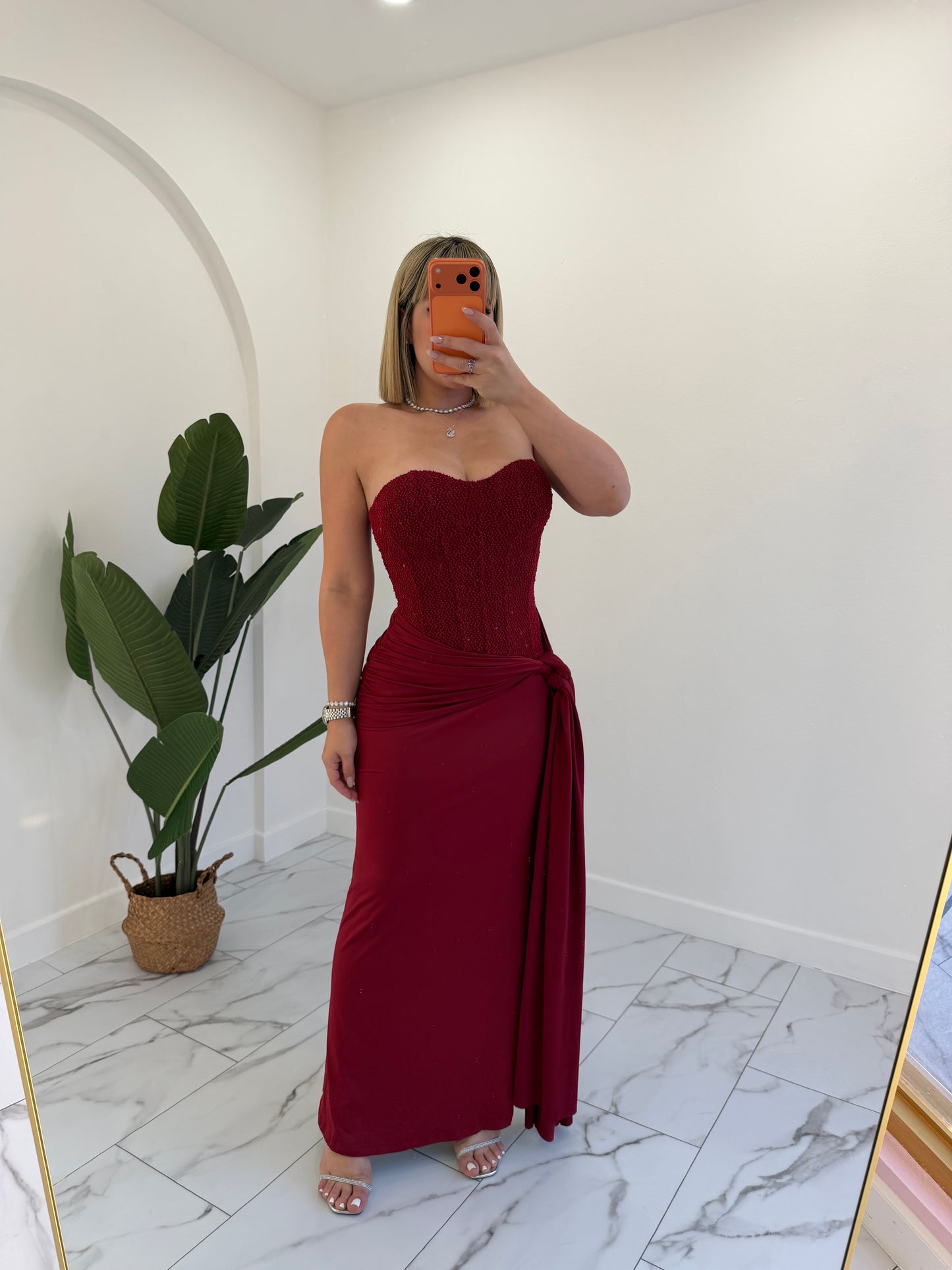 Wine maxi dress