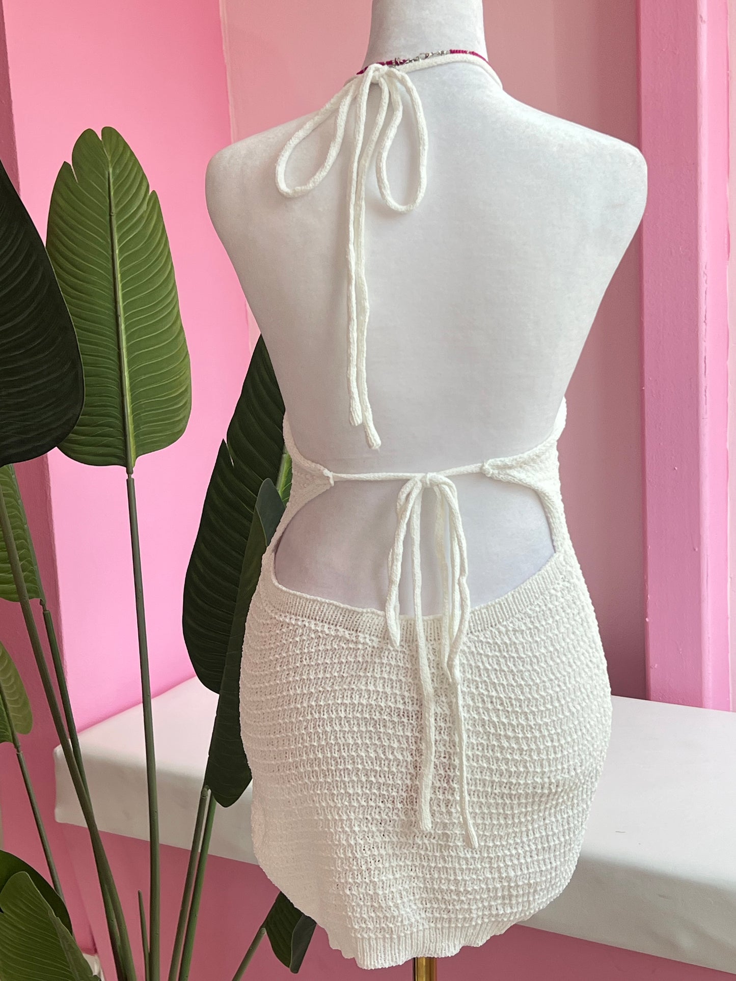 Crochet Pink O Dress