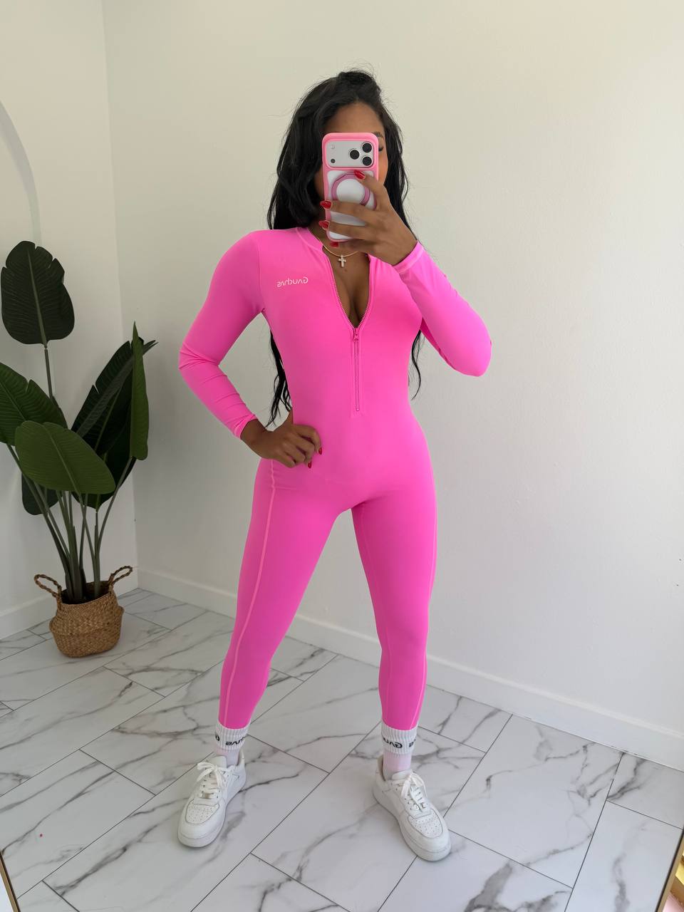 Jumpsuit zipper Skinny (espalda descubierta) manga larga