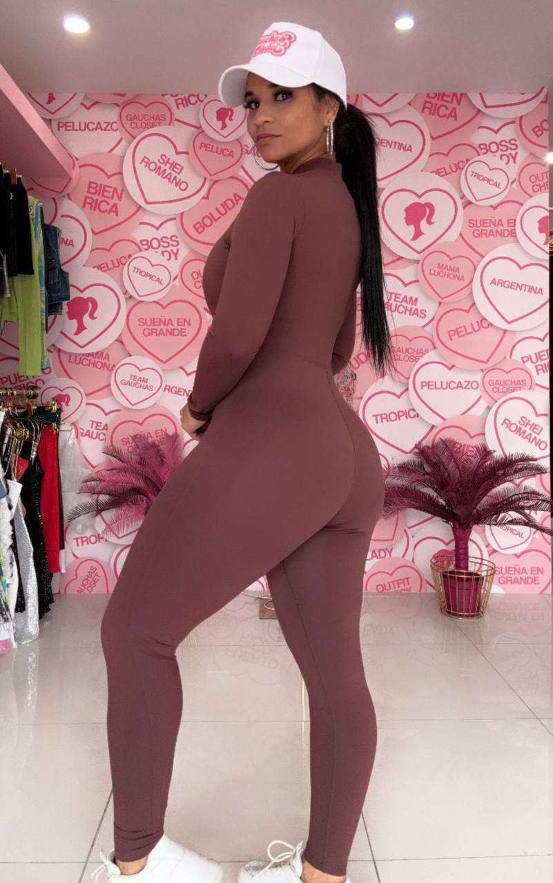 Jumpsuit zipper manga larga sport