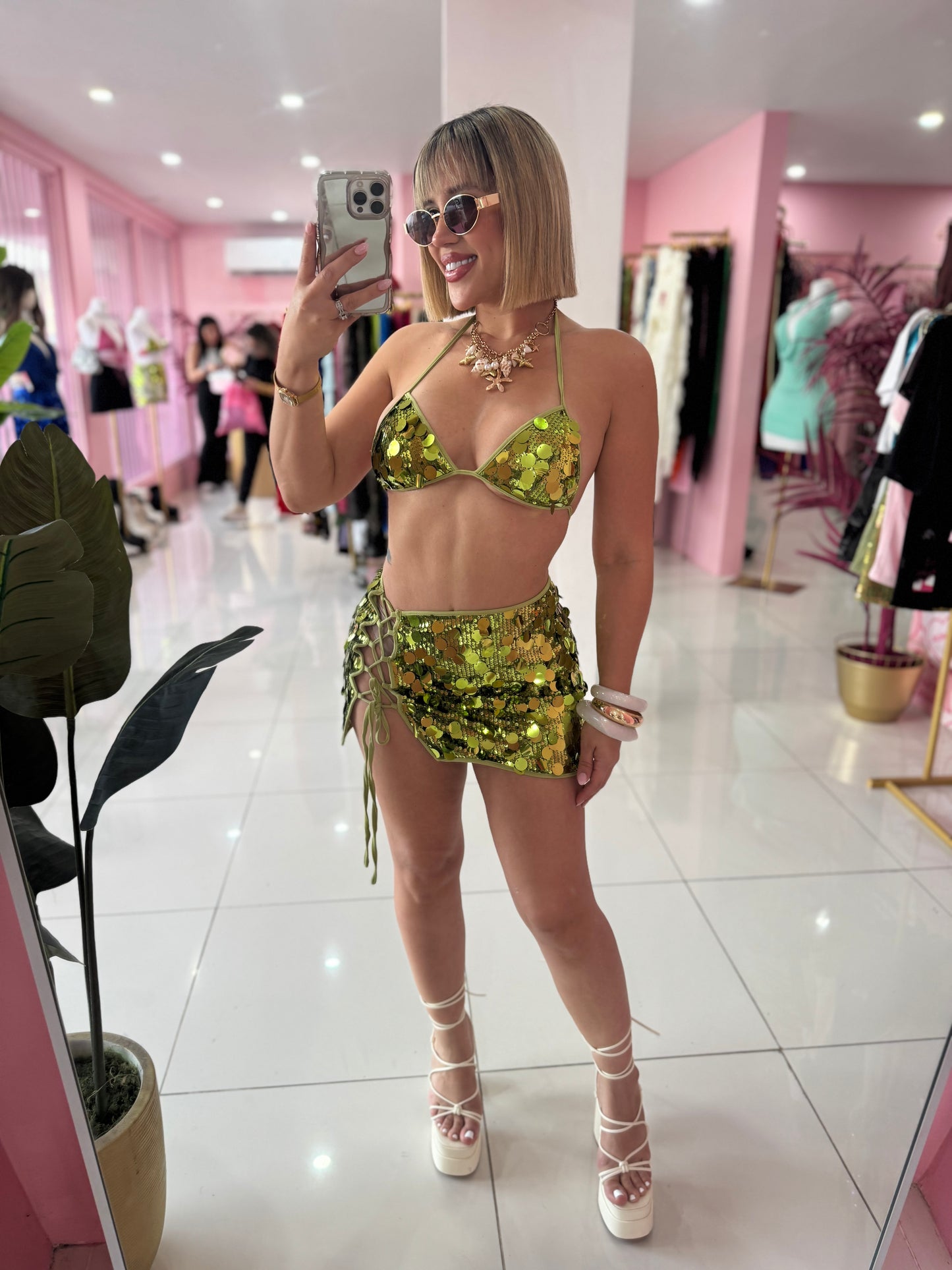 Sequins colors sexy set