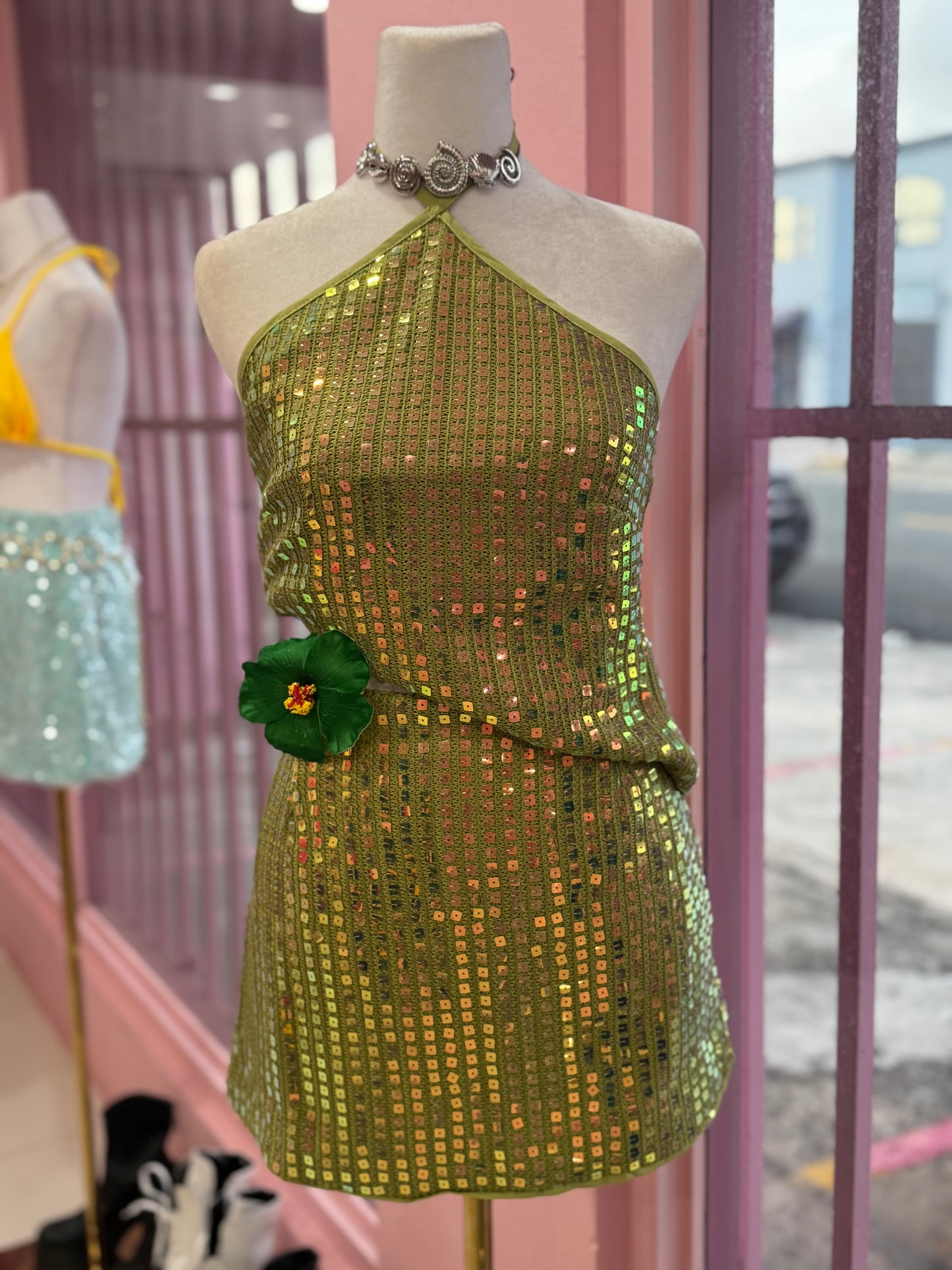 Cute Green sequins set
