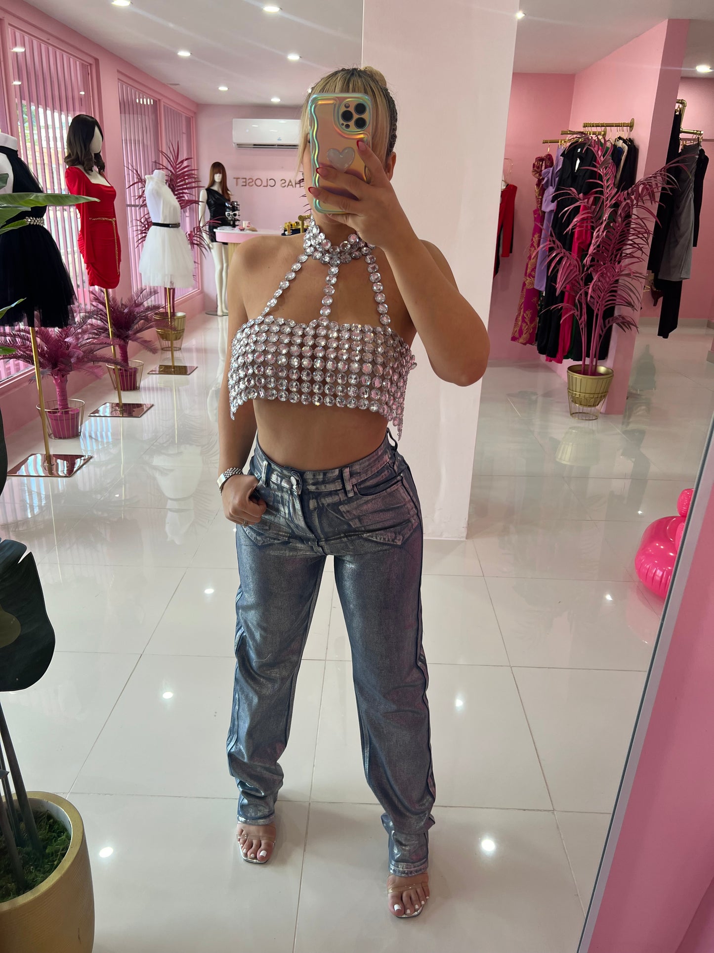 Jeans plateados size 1/3