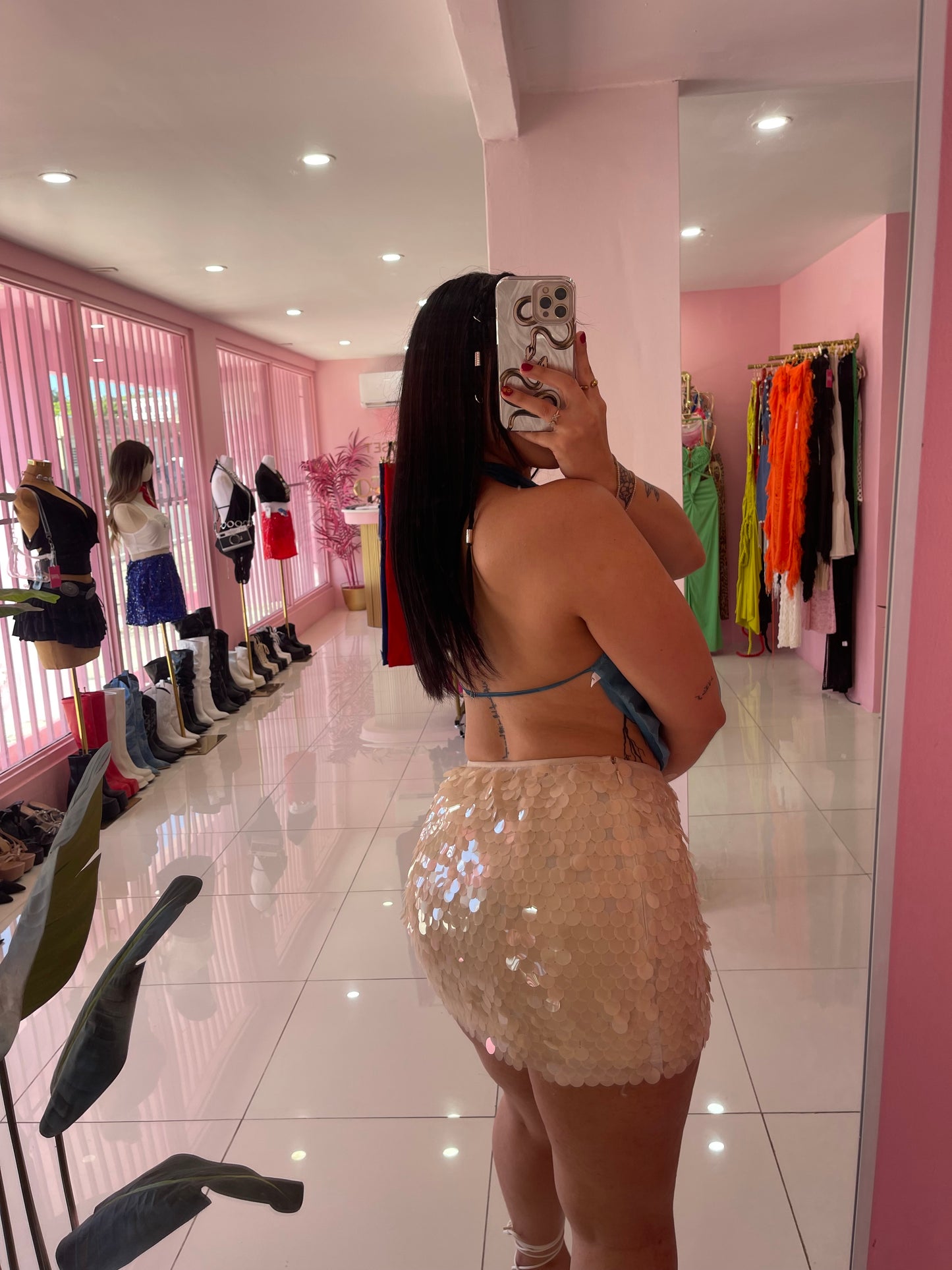 Nude sequins skirt