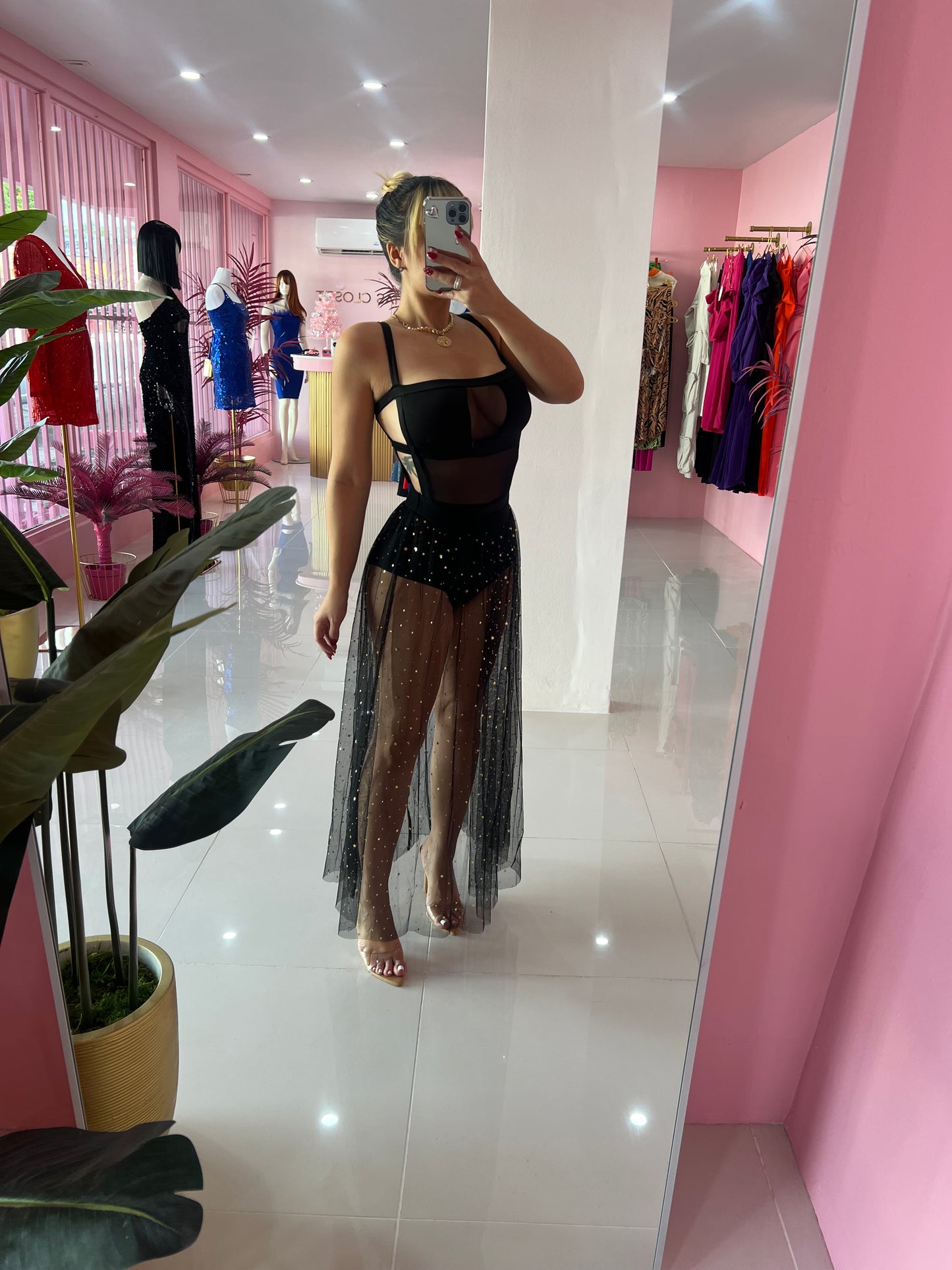 Black mesh Bodysuit Large