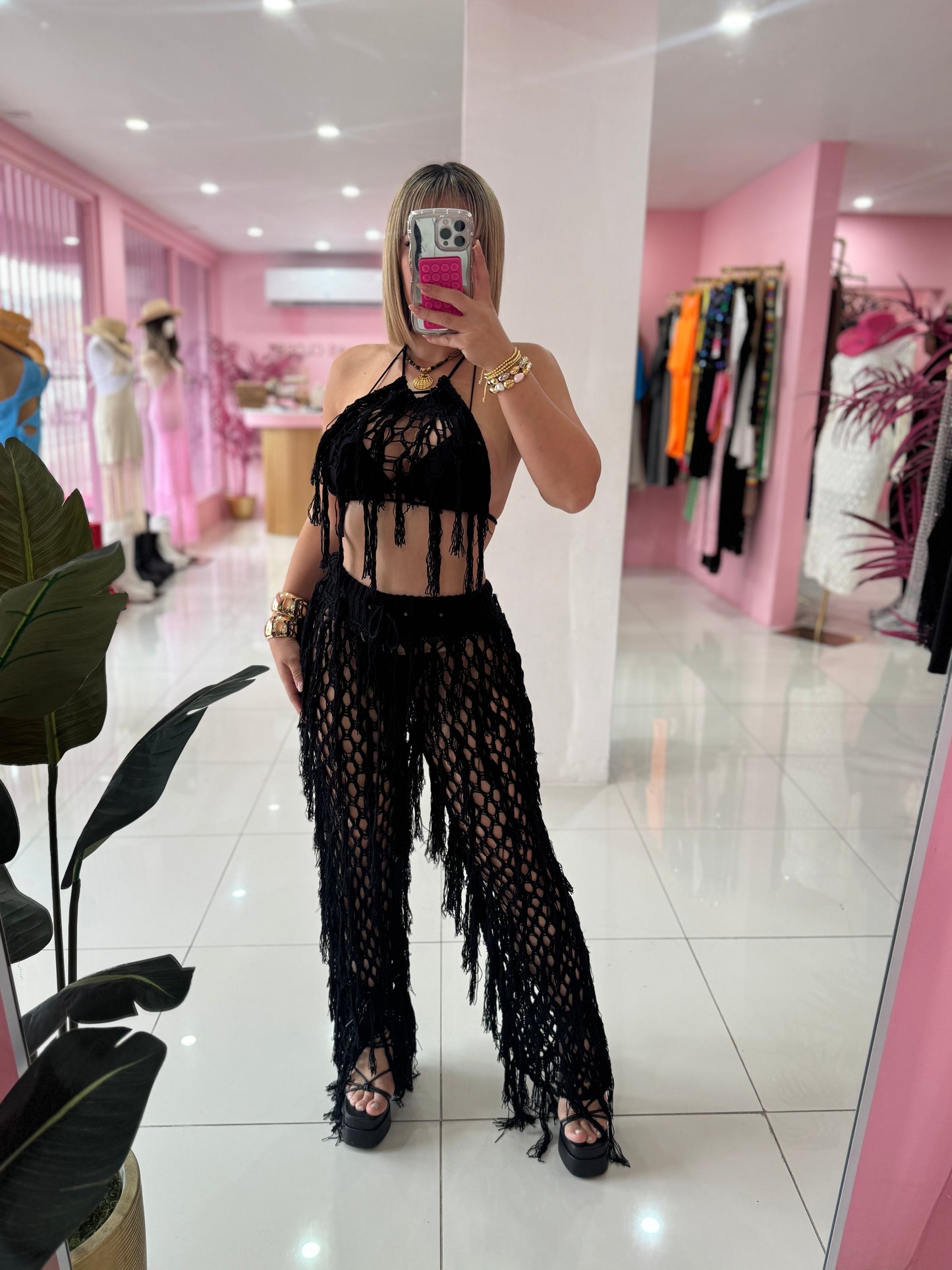 Crochet Flecos Pant set