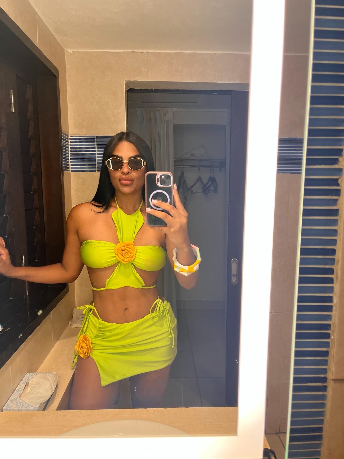 Flower green bikini set