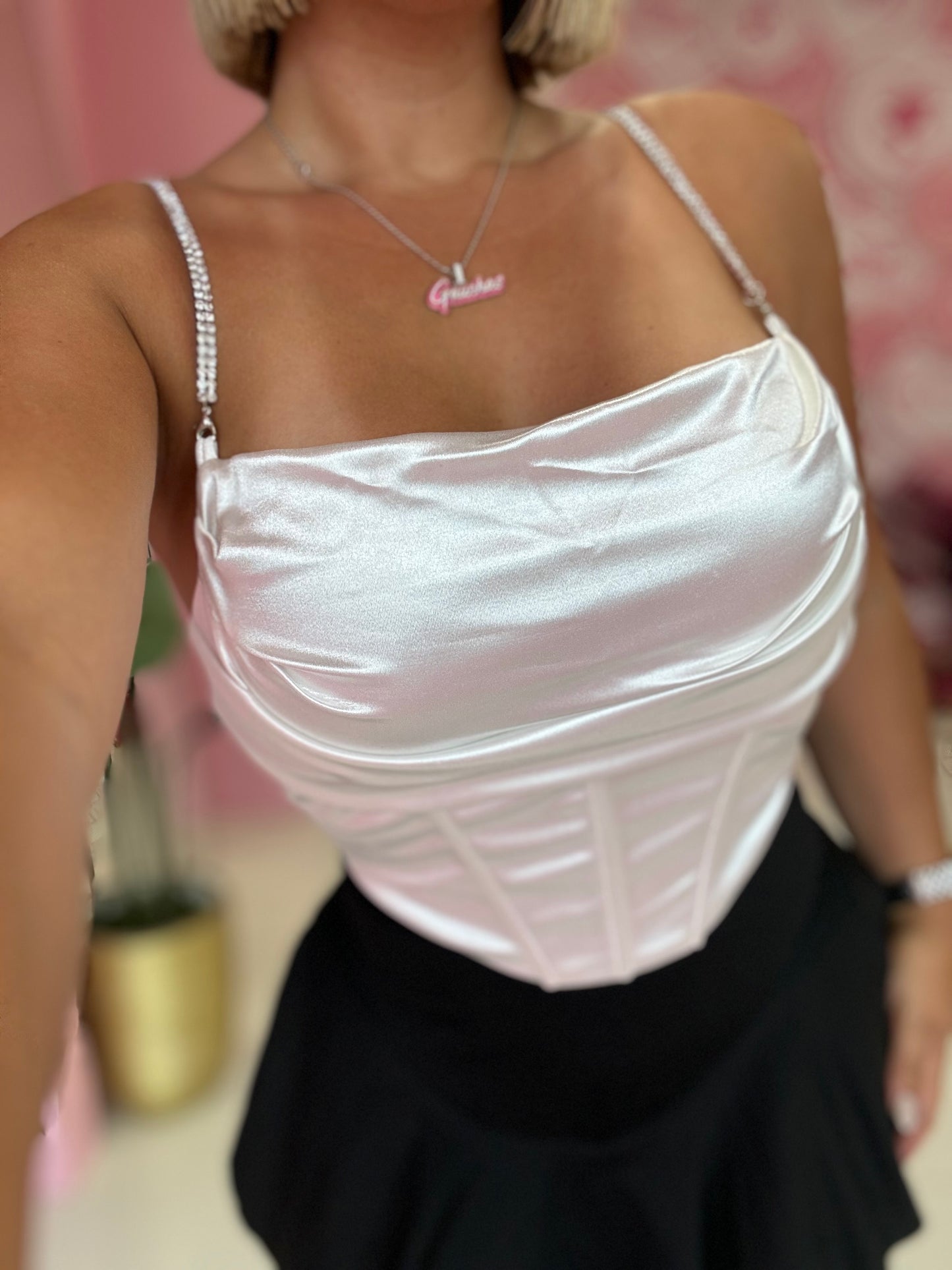 Satin Corset Rhinestone