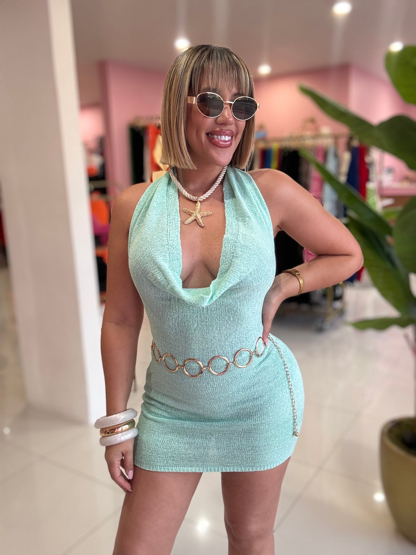 Halter bright dress