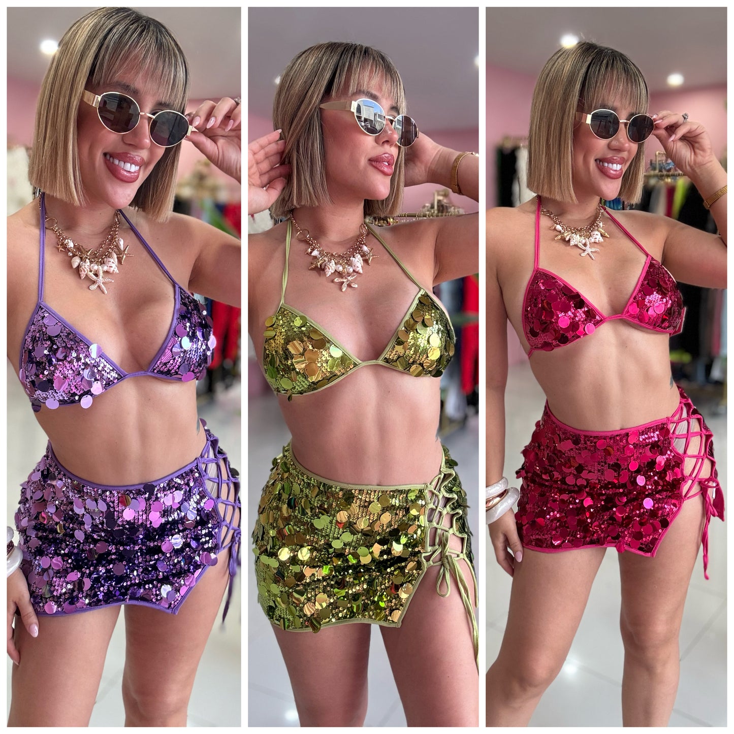 Sequins colors sexy set