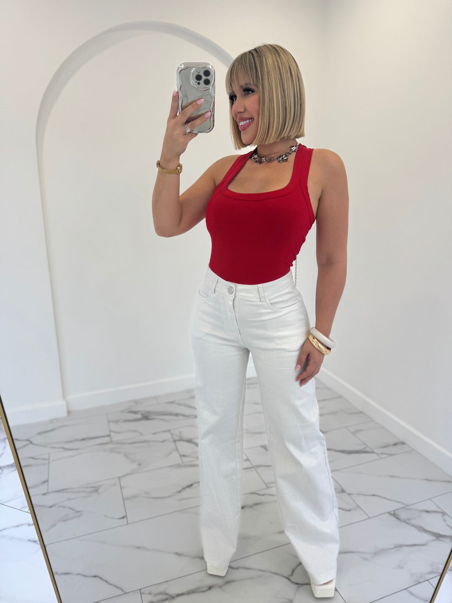 White Glitter Jean