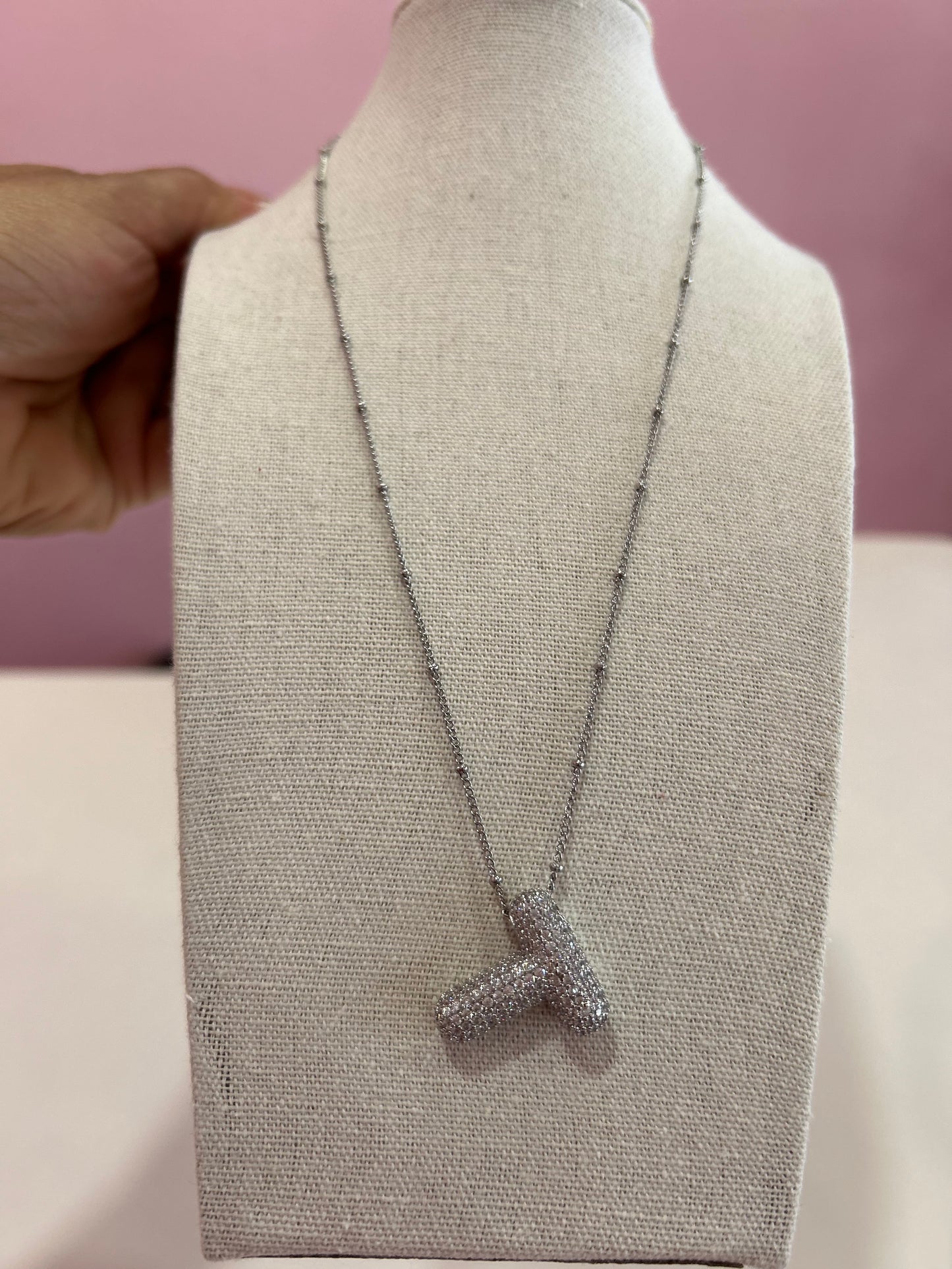 Collar Letra Circonia Stainless Steel