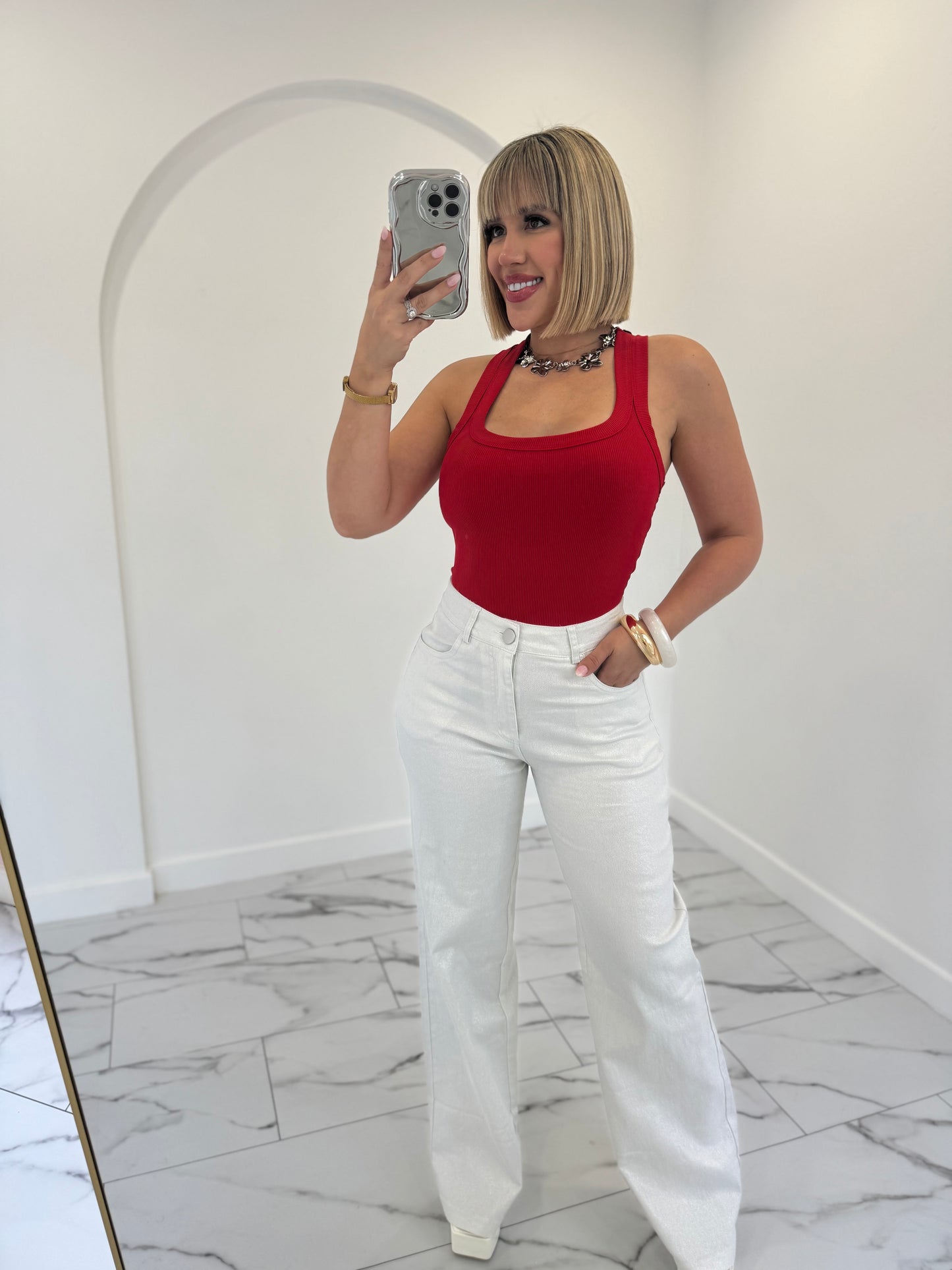 White Glitter Jean