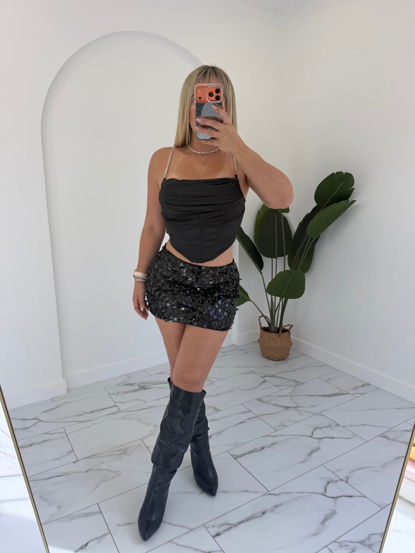 Satin Corset Rhinestone